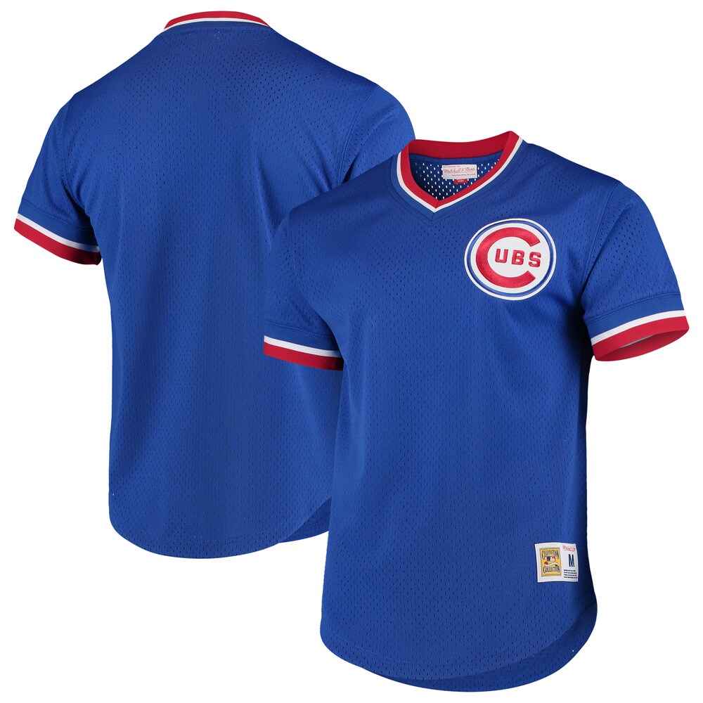 Chicago Cubs Mitchell & Ness Cooperstown Collection Mesh Primary Logo V-neck Baseball Jersey - Royal