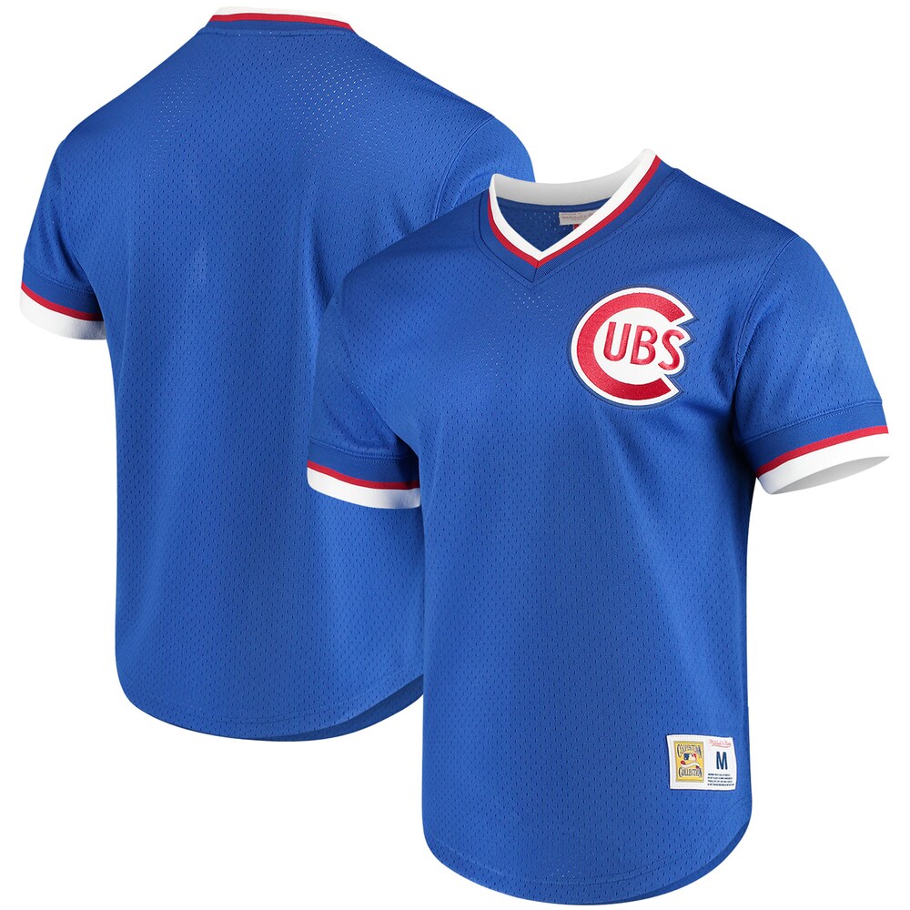 Chicago Cubs Mitchell & Ness Mesh V-neck Baseball Jersey - Royal