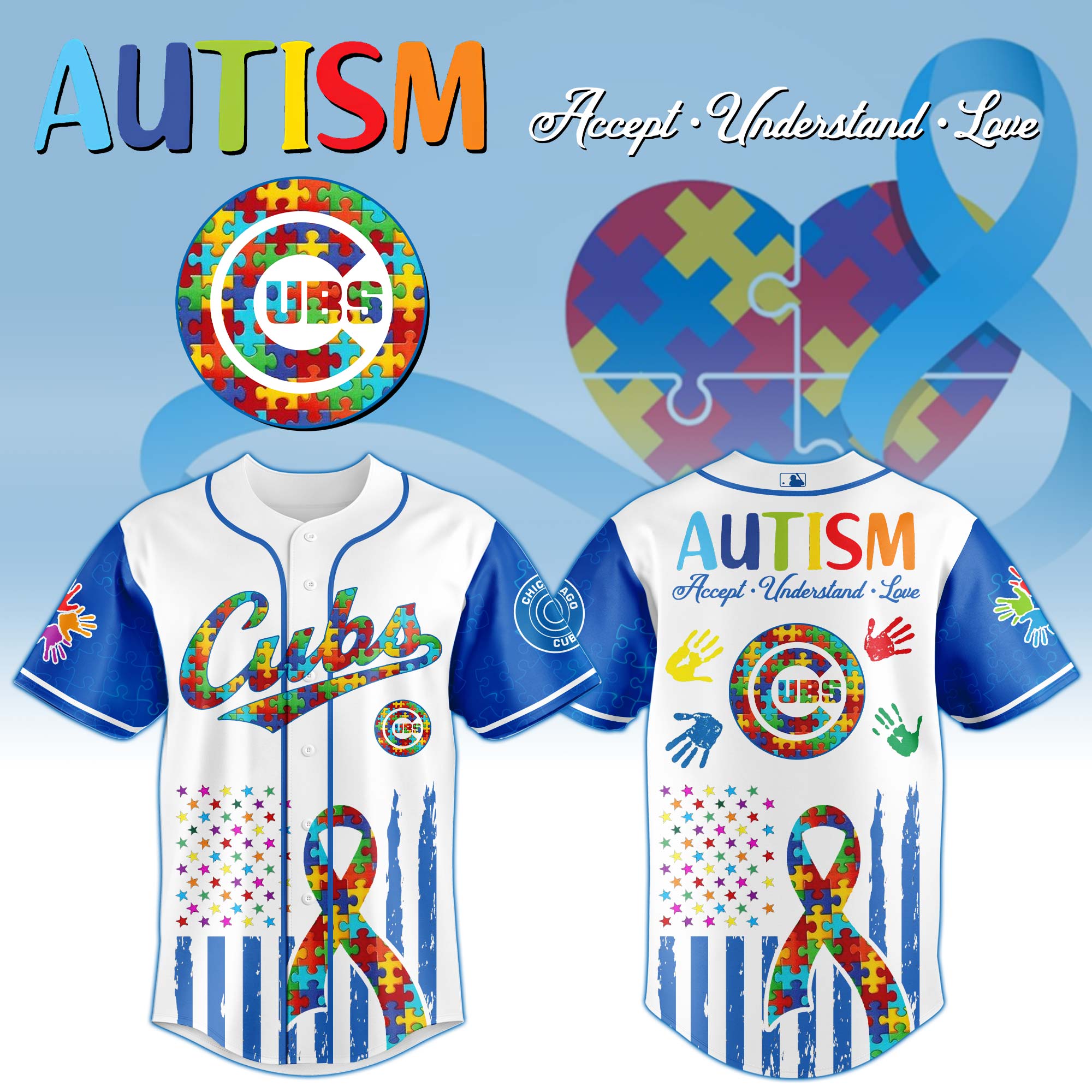 Chicago Cubs Mlb X Autism Awareness Month Baseball Jersey