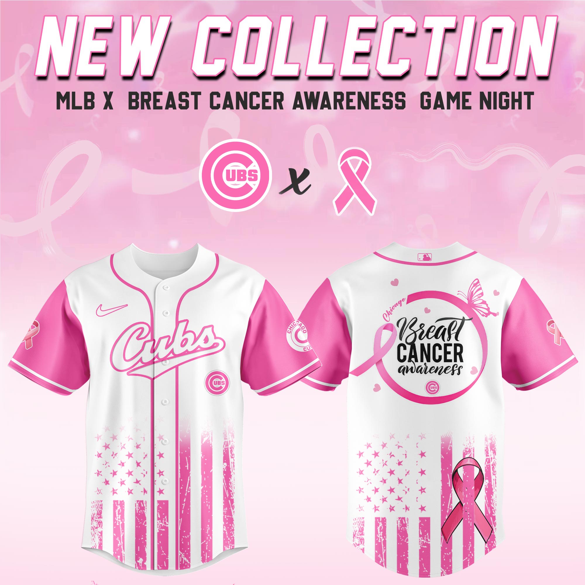 Chicago Cubs Mlb X Breast Cancer Awareness Month Hope In Pink Baseball Jersey