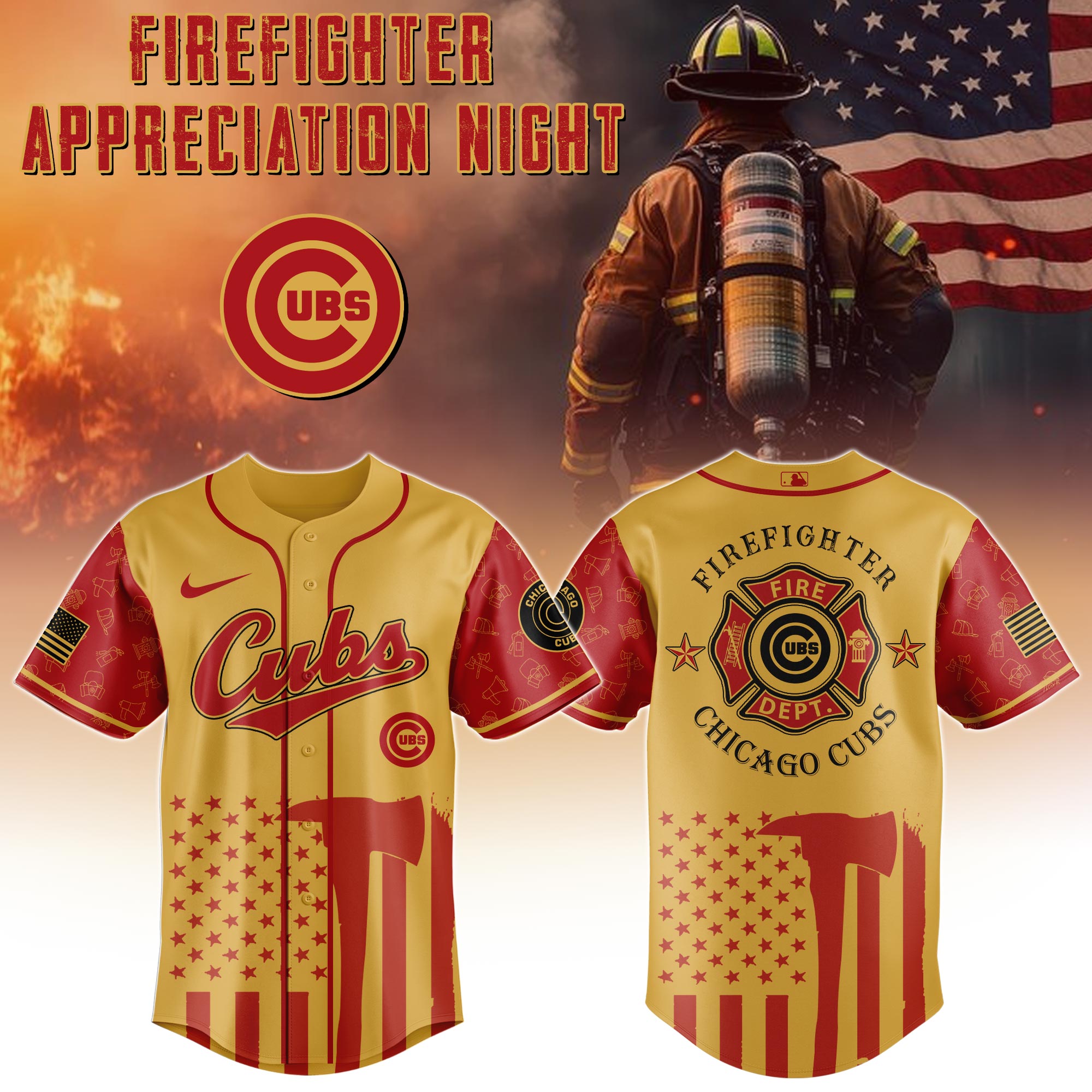 Chicago Cubs Mlb X Firefighter Appreciation Night Special Edition Jersey 2025