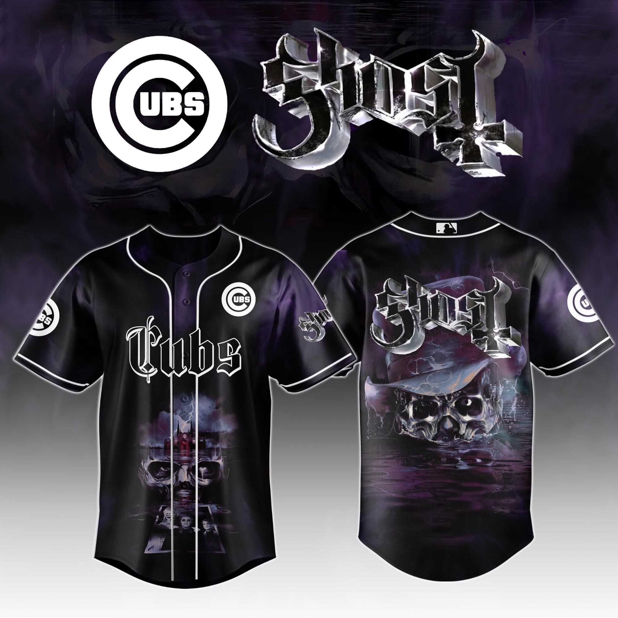Chicago Cubs Mlb X Ghost Night Show Baseball Jersey