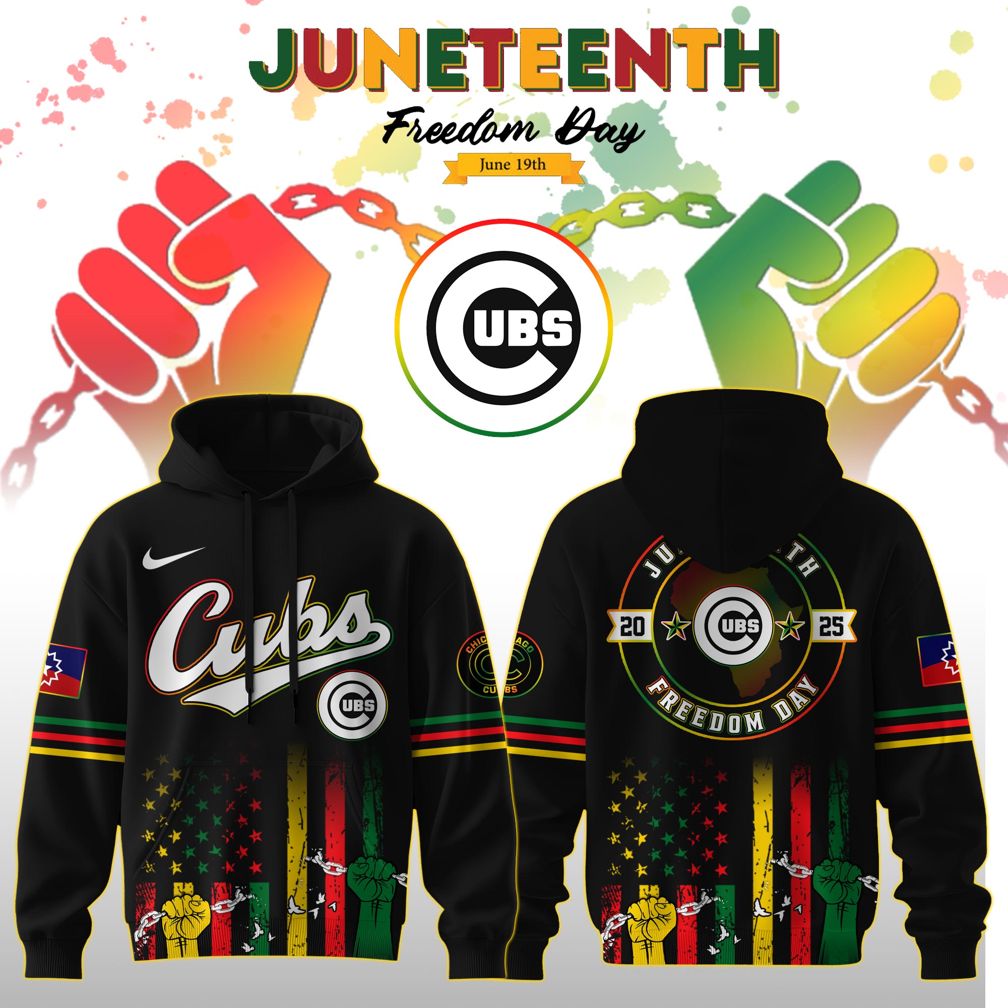 Chicago Cubs Mlb X Juneteenth Freedom Day Edition Custom Hoodie 2025