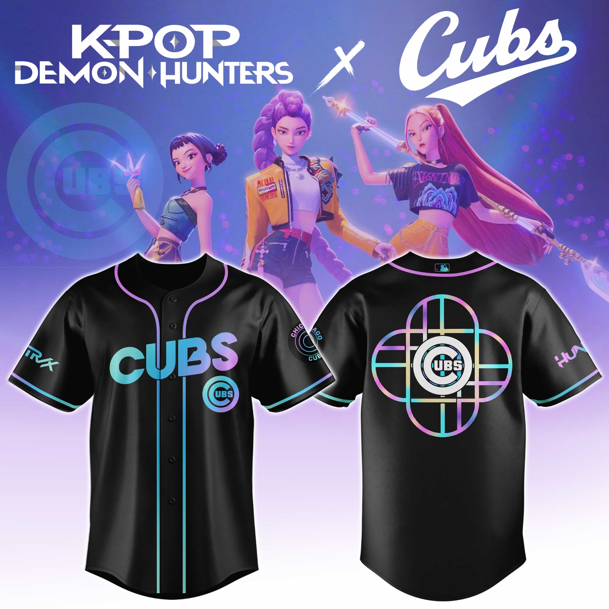 Chicago Cubs Mlb X Kpop Demon Hunters Huntrx Baseball Jersey