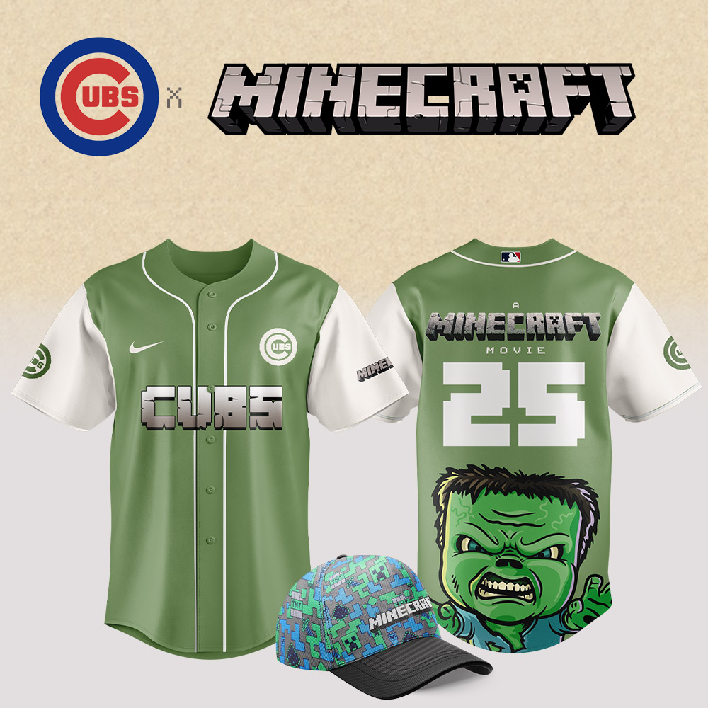 Chicago Cubs Mlb X Minecraft Movie Baseball Jersey