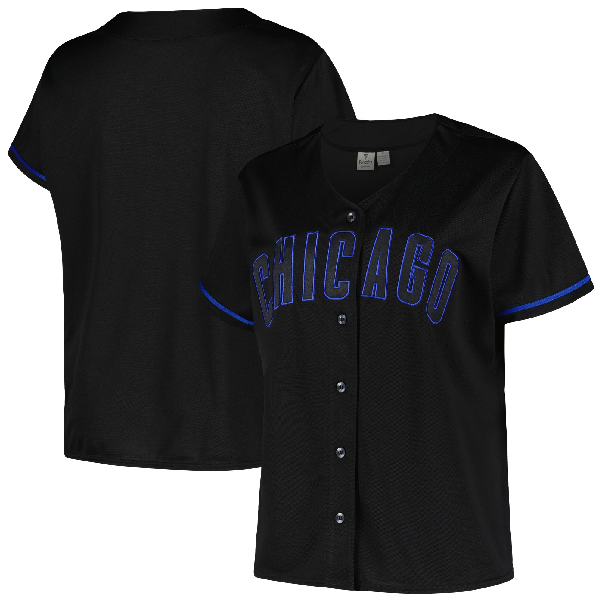Chicago Cubs Profile Women's Plus Size Pop Fashion Baseball Jersey - Black