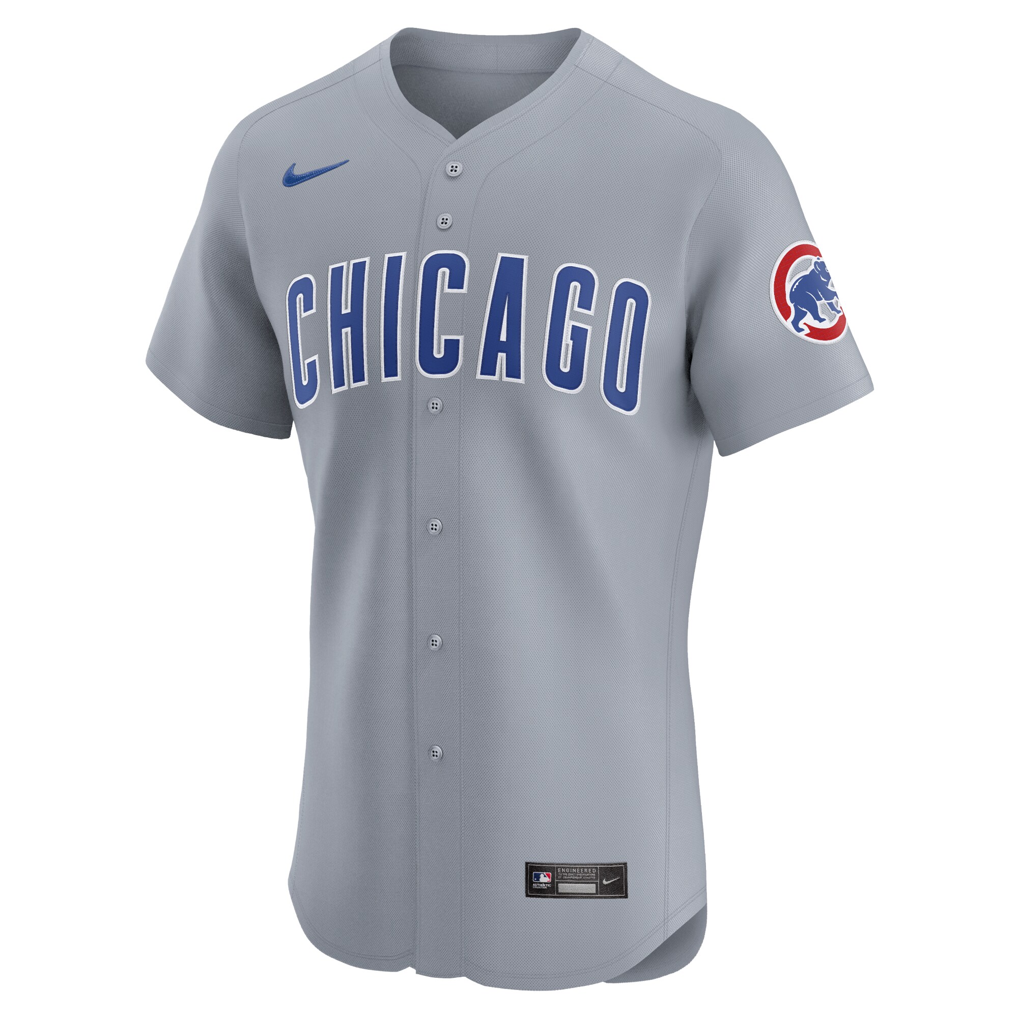 Alternative view of Chicago Cubs Road 2024 Jackie Robinson Day Elite Baseball Jersey - Gray