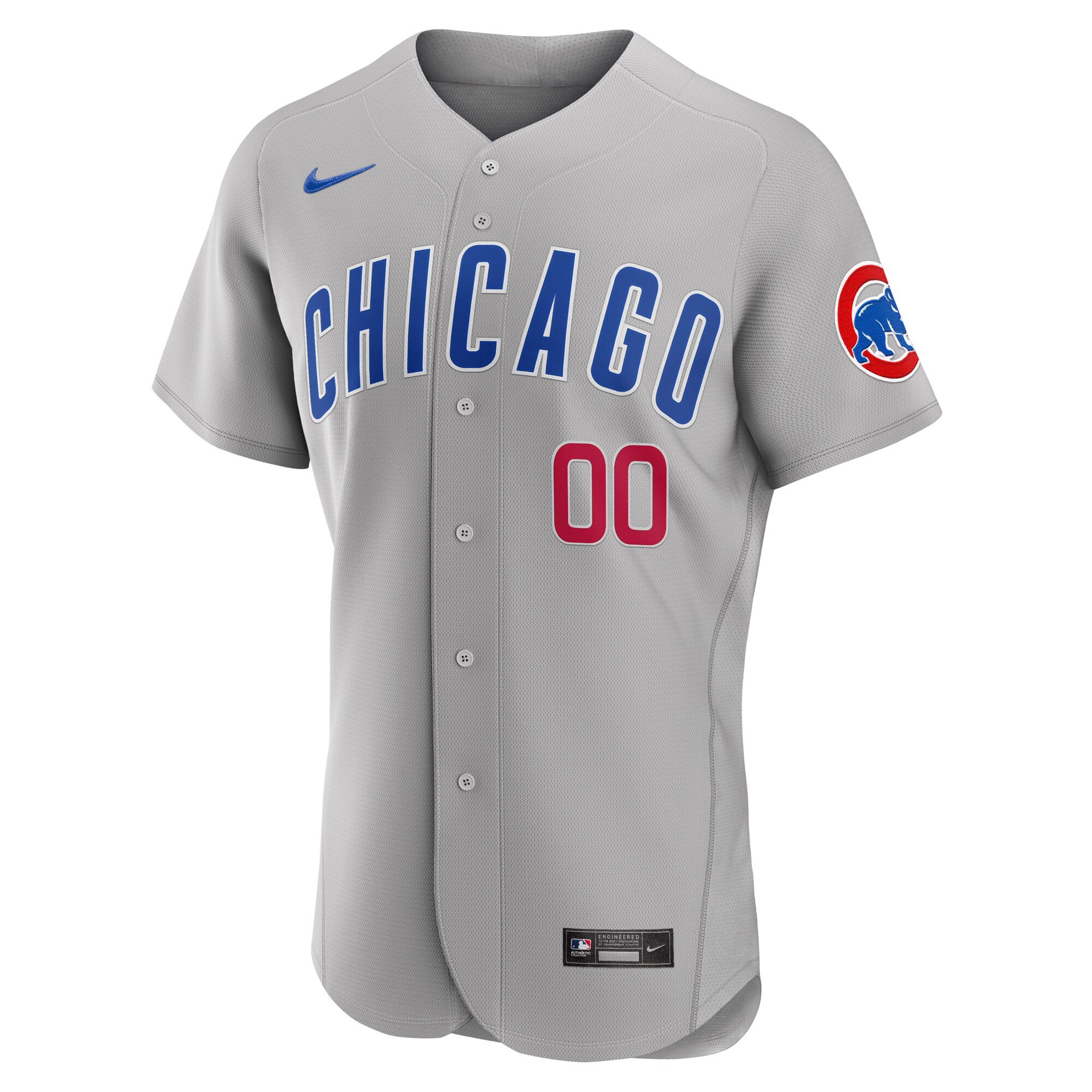 Alternative view of Chicago Cubs Road Authentic Custom Baseball Jersey - Gray