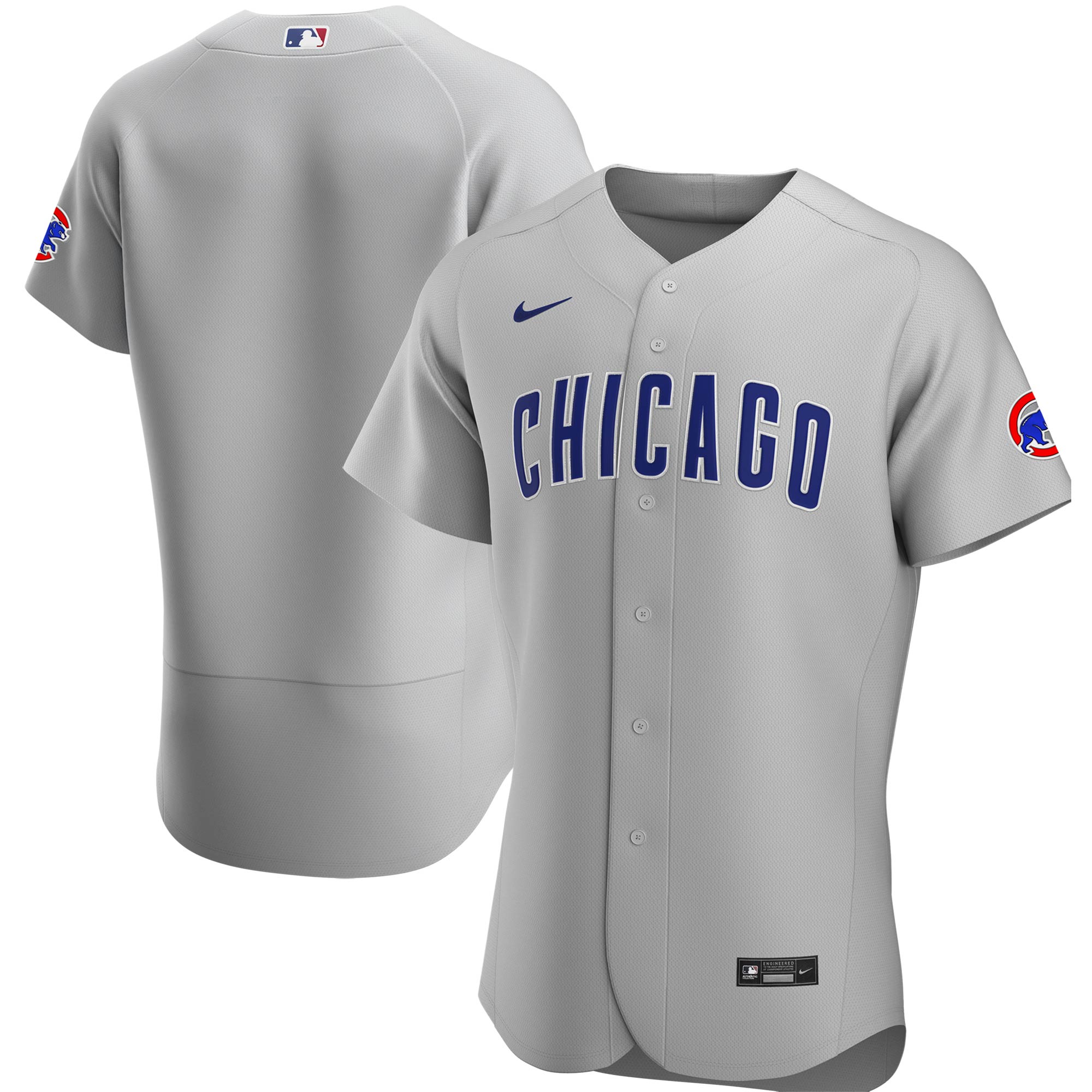 Alternative view of Chicago Cubs Road Authentic Team Baseball Jersey – Gray