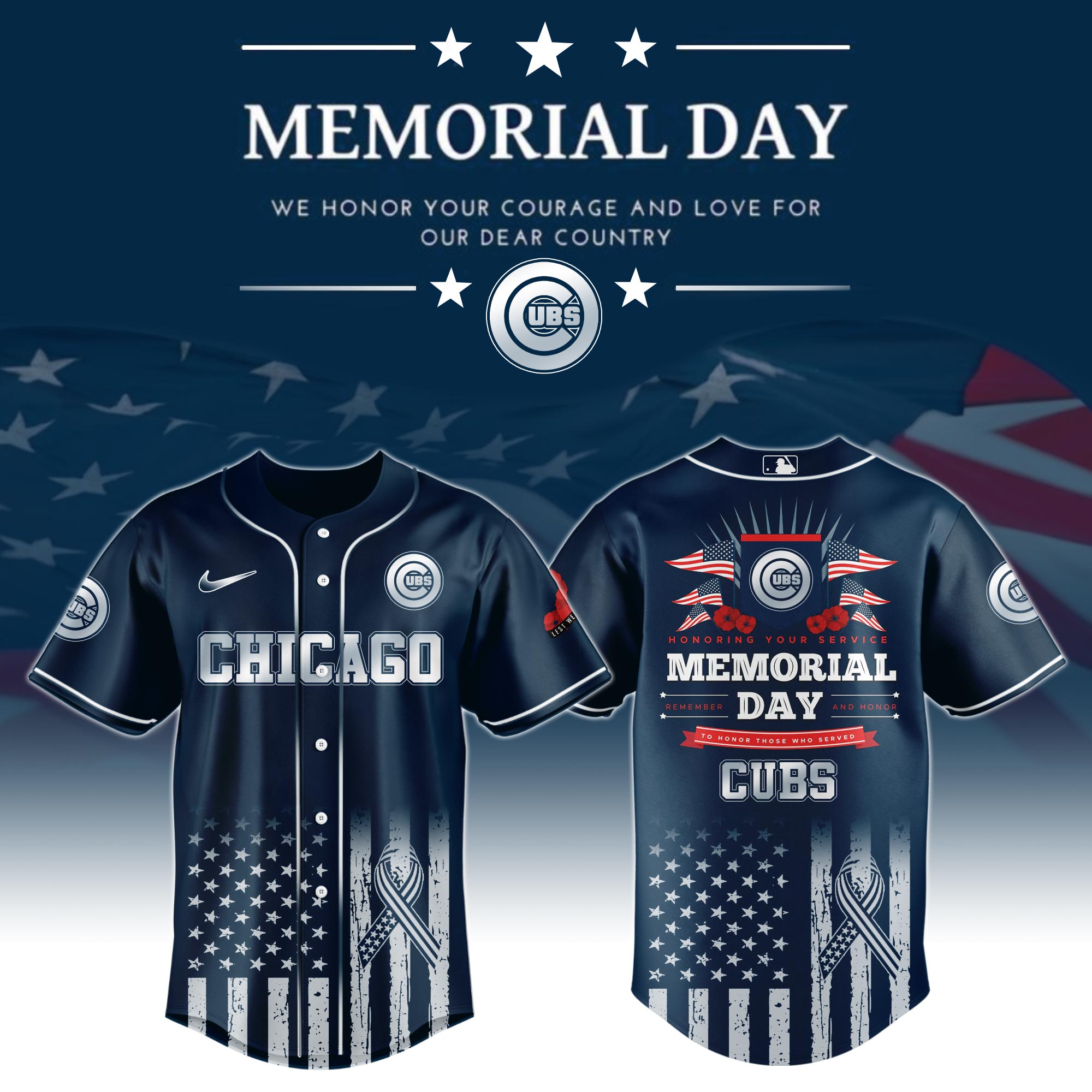 Chicago Cubs Special Memorial Day Limited Edition Jersey