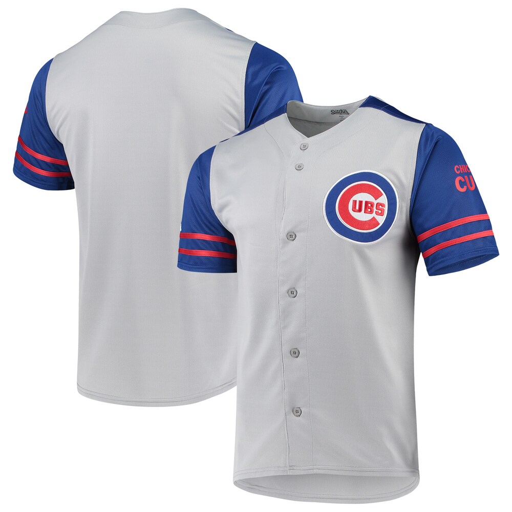 Chicago Cubs Stitches Button-up Jersey - Gray/royal