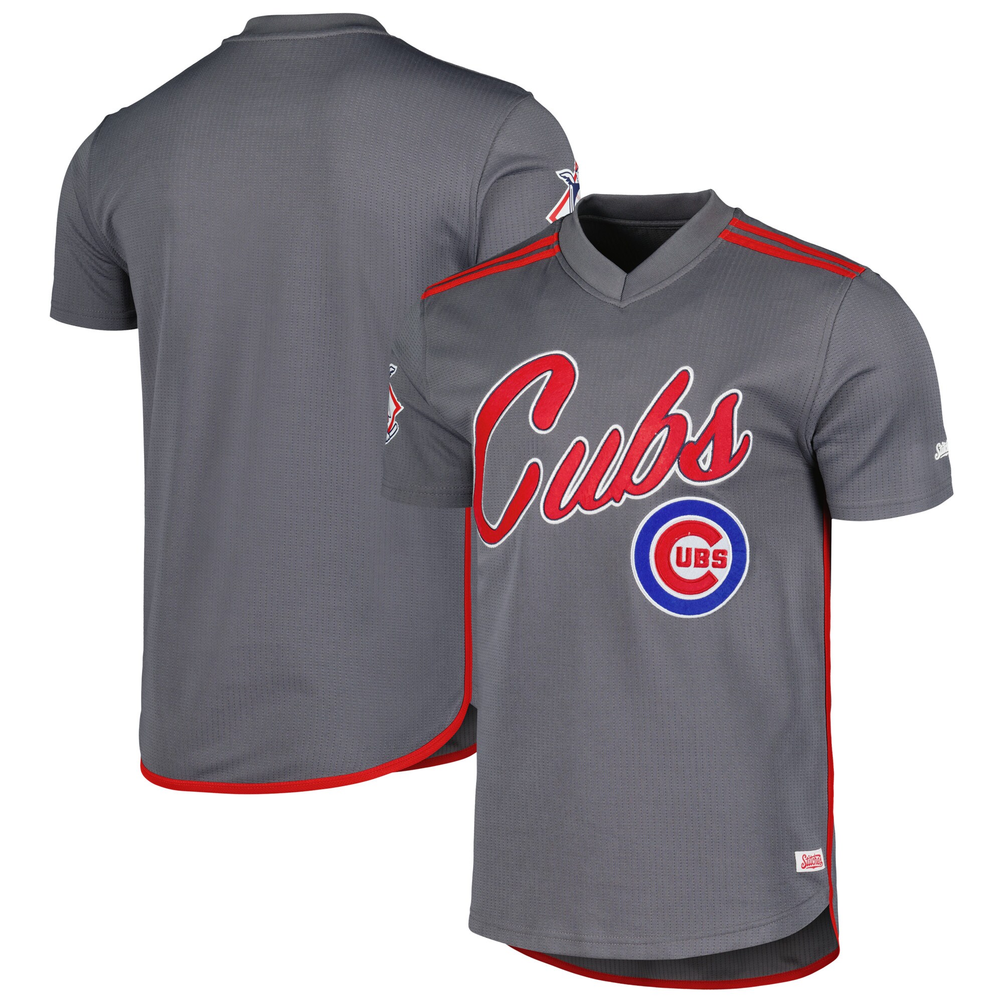 Chicago Cubs Stitches Team V-neck Baseball Jersey - Charcoal