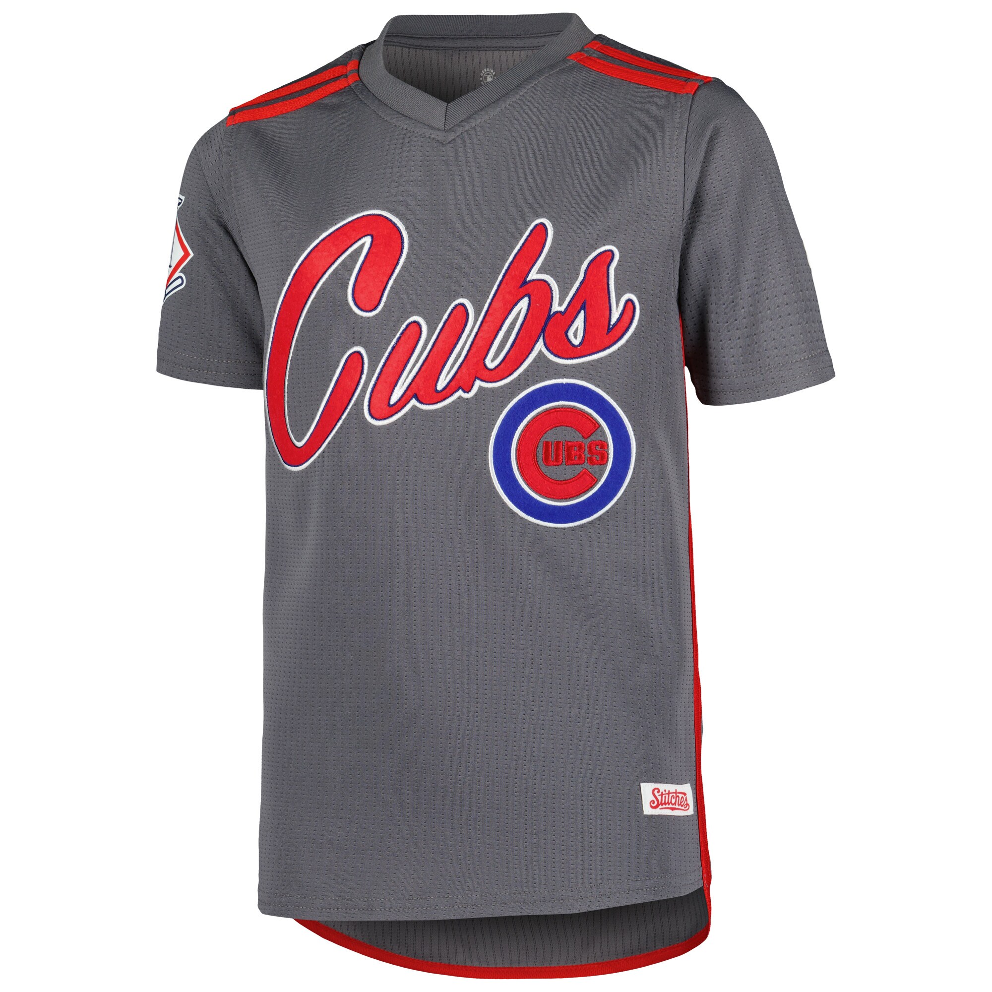 Alternative view of Chicago Cubs Stitches Youth Team V-neck Baseball Jersey - Charcoal
