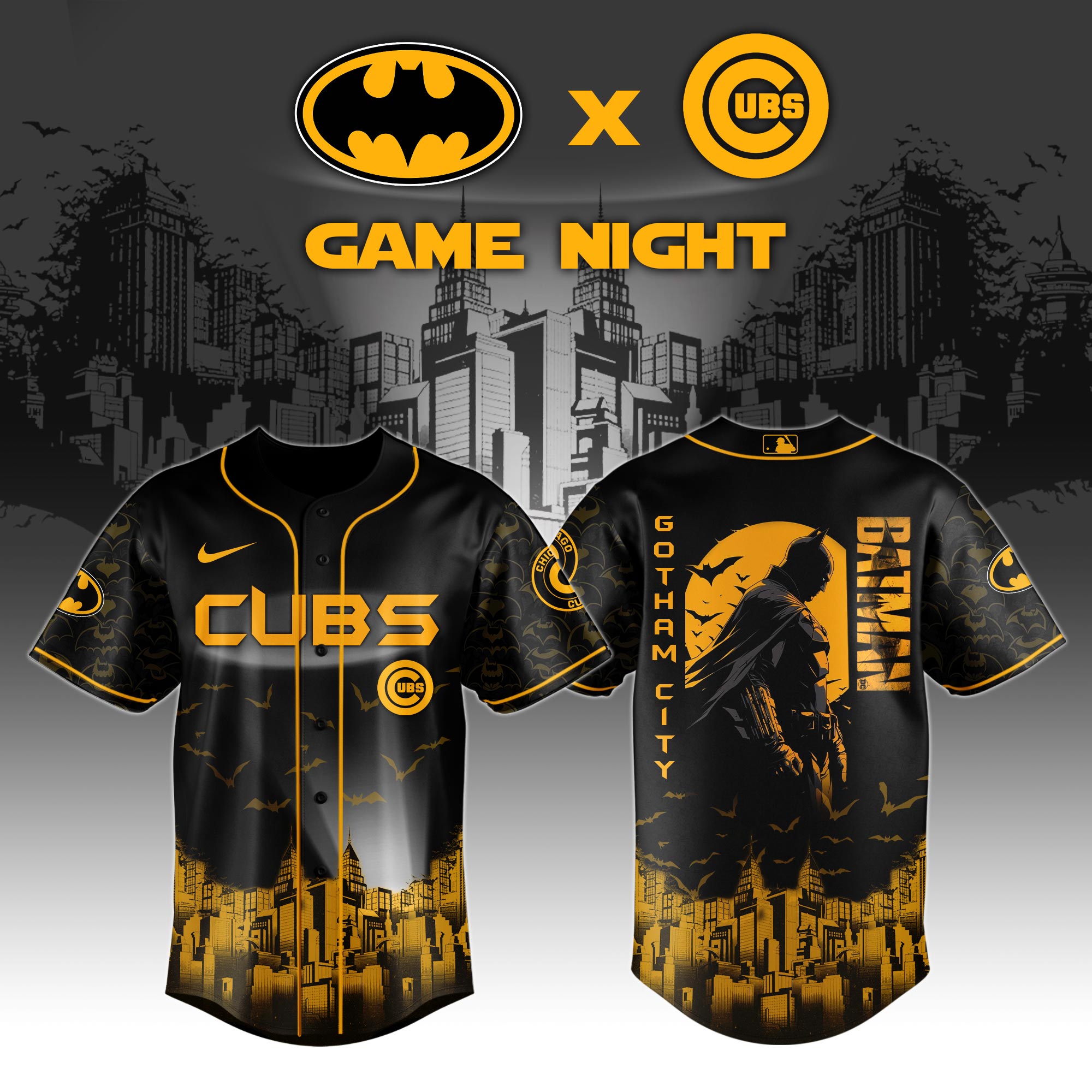 Chicago Cubs X Dc Batman Game Night Baseball Jersey