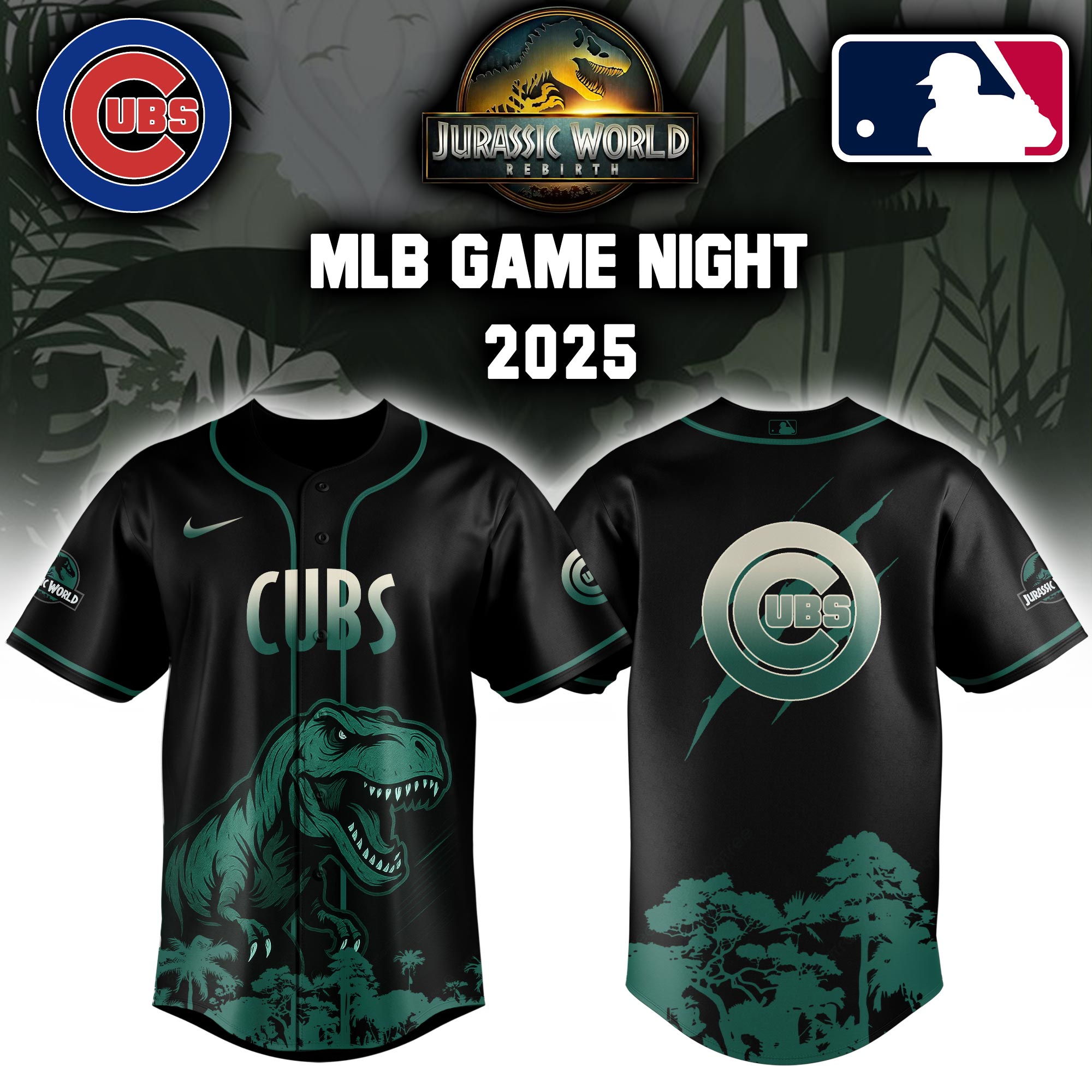 Chicago Cubs X Mlb Jurassic World Baseball Jersey