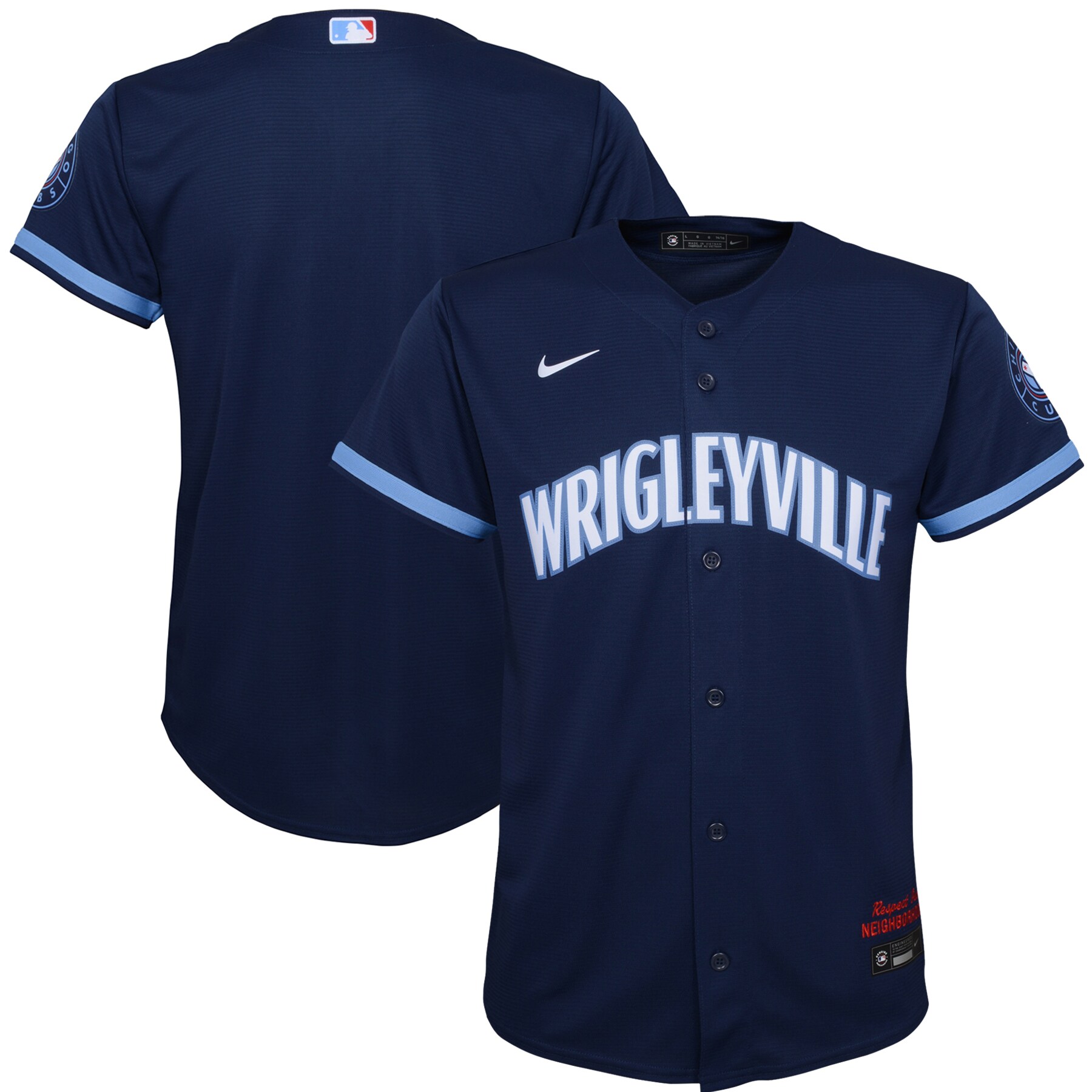Alternative view of Chicago Cubs Youth City Connect Replica Jersey – Navy