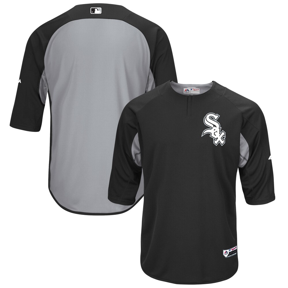 Chicago White Sox Majestic Collection On-field 3/4-sleeve Batting Practice Baseball Jersey - Black/gray