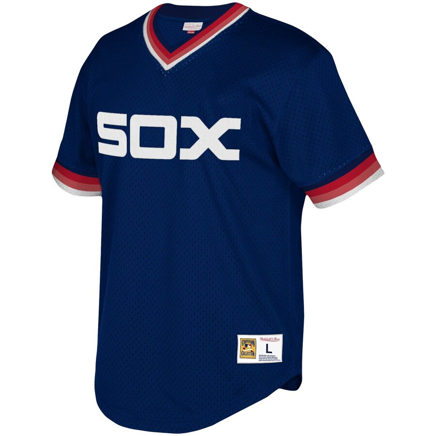 Alternative view of Chicago White Sox Mitchell & Ness Youth Cooperstown Collection Mesh Wordmark V-neck Baseball Jersey - Navy