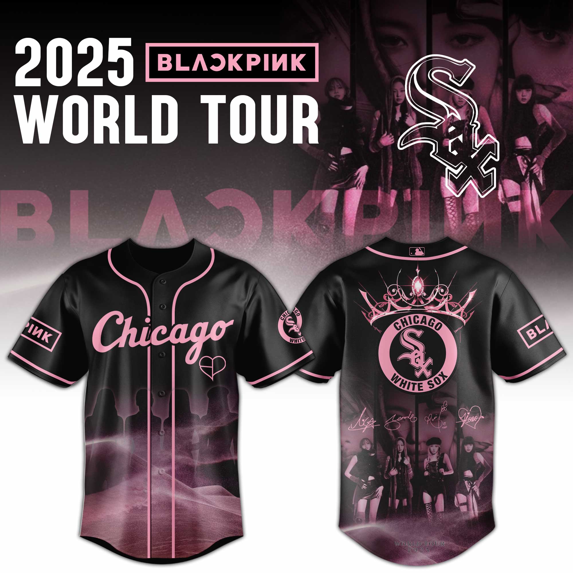 Chicago White Sox Mlb X Blackpink 2025 World Tour Baseball Jersey