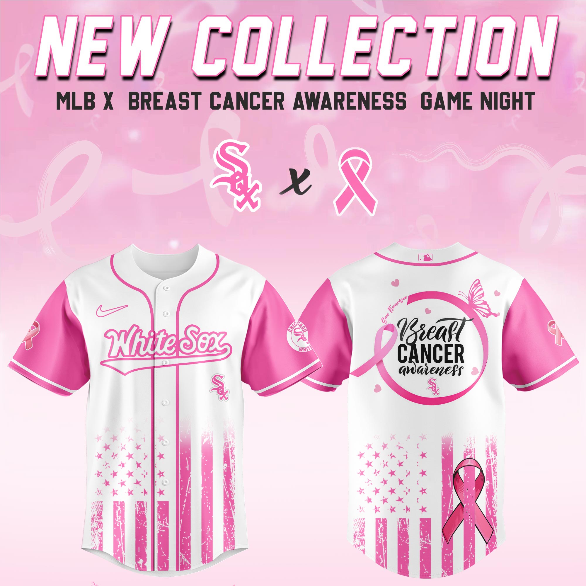 Chicago White Sox Mlb X Breast Cancer Awareness Month Hope In Pink Baseball Jersey