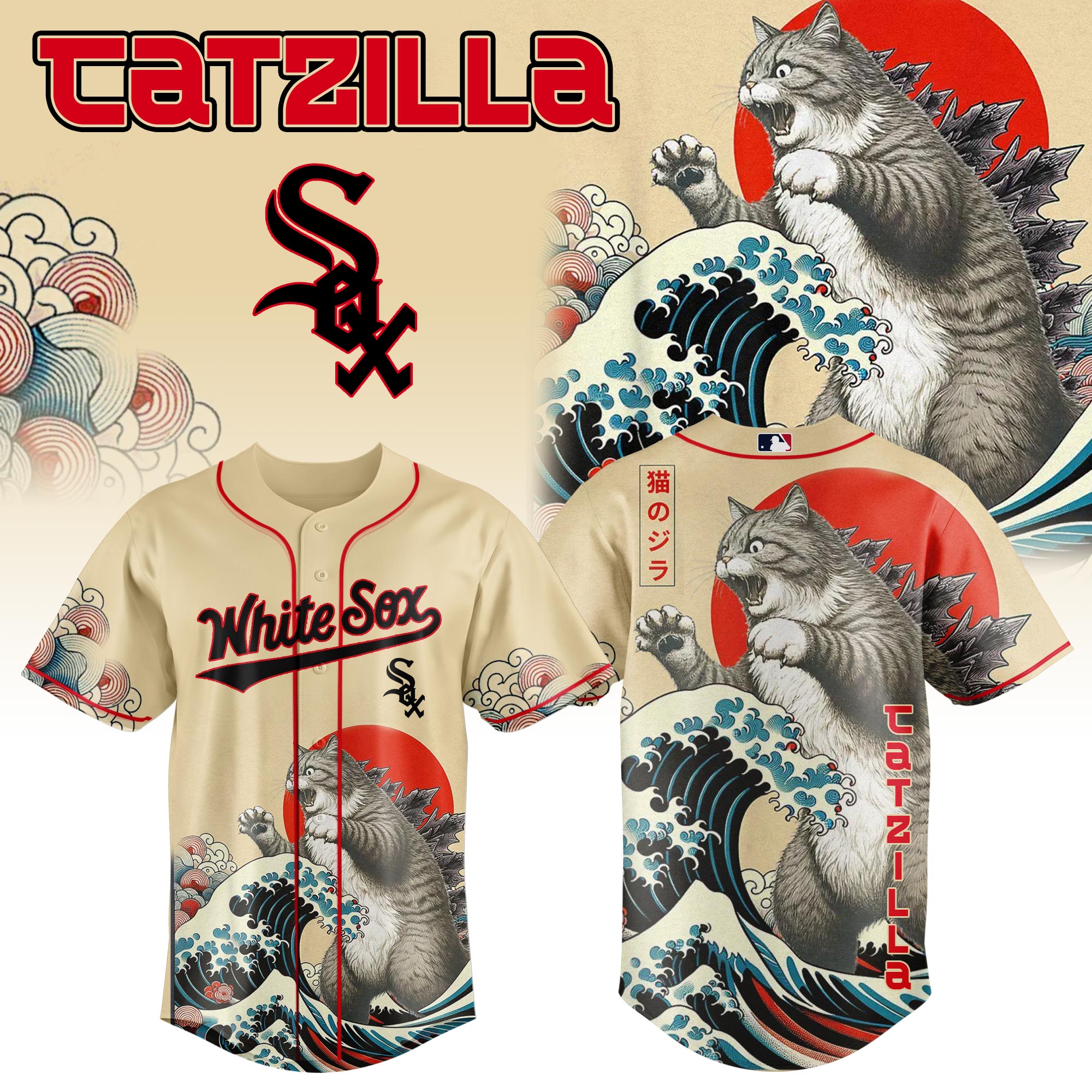 Chicago White Sox Mlb X Catzilla Style Japans Baseball Jersey
