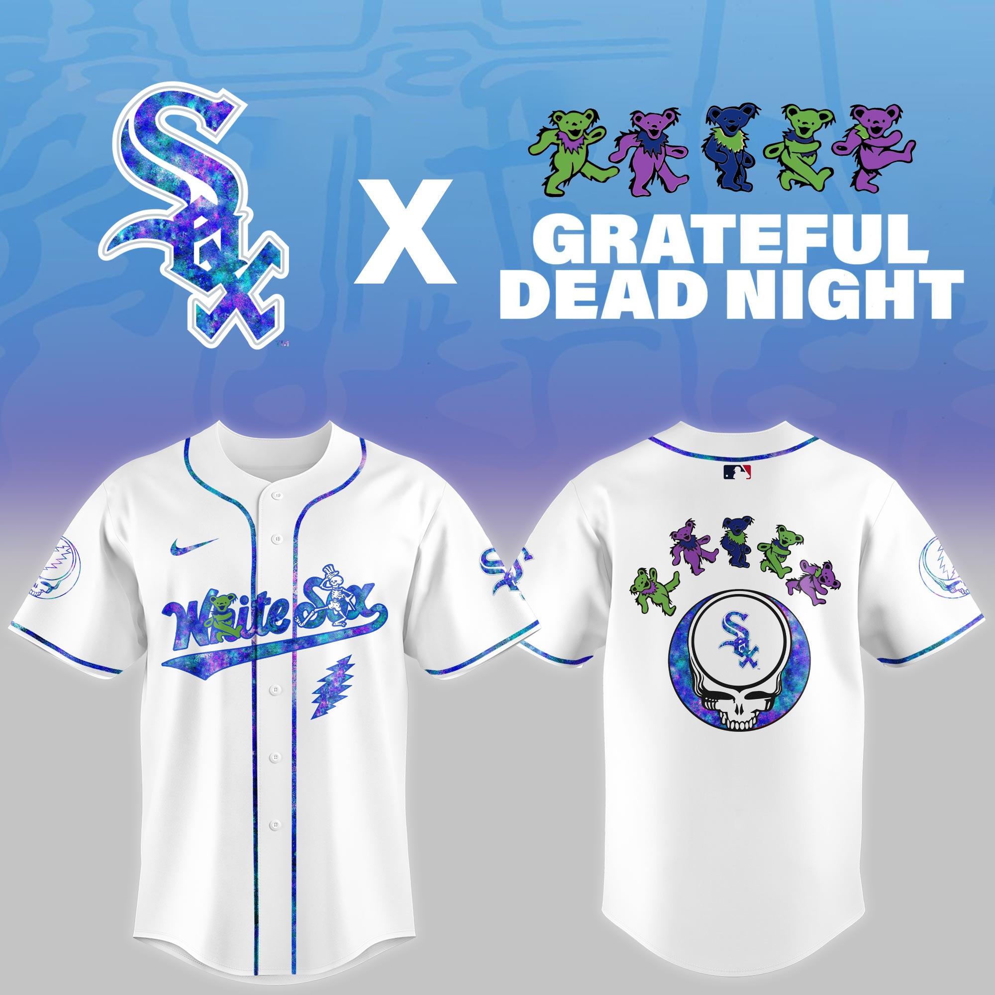 Chicago White Sox Mlb X Grateful Dead Theme Night Game Baseball Jersey