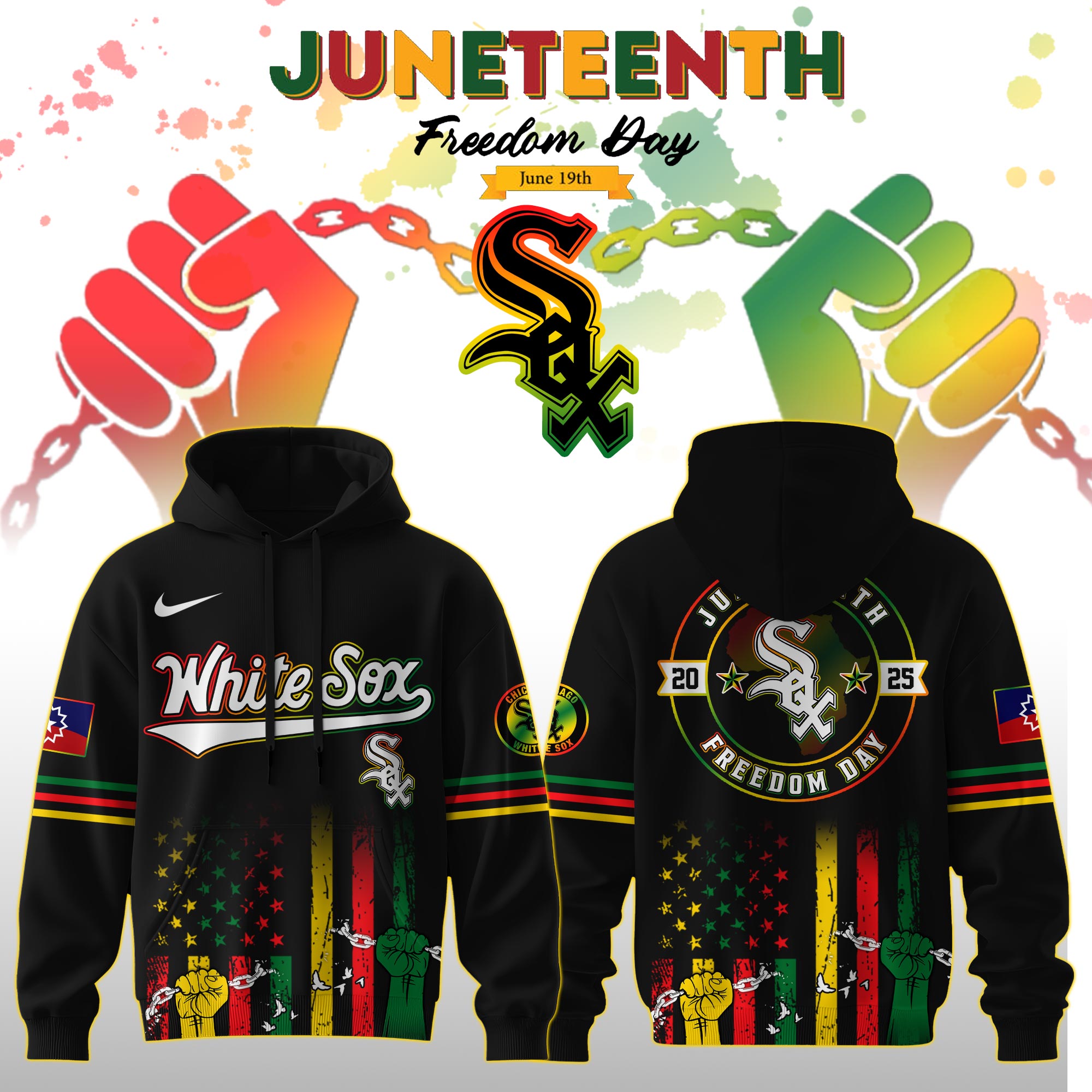 Chicago White Sox Mlb X Juneteenth Freedom Day Edition Custom Hoodie 2025