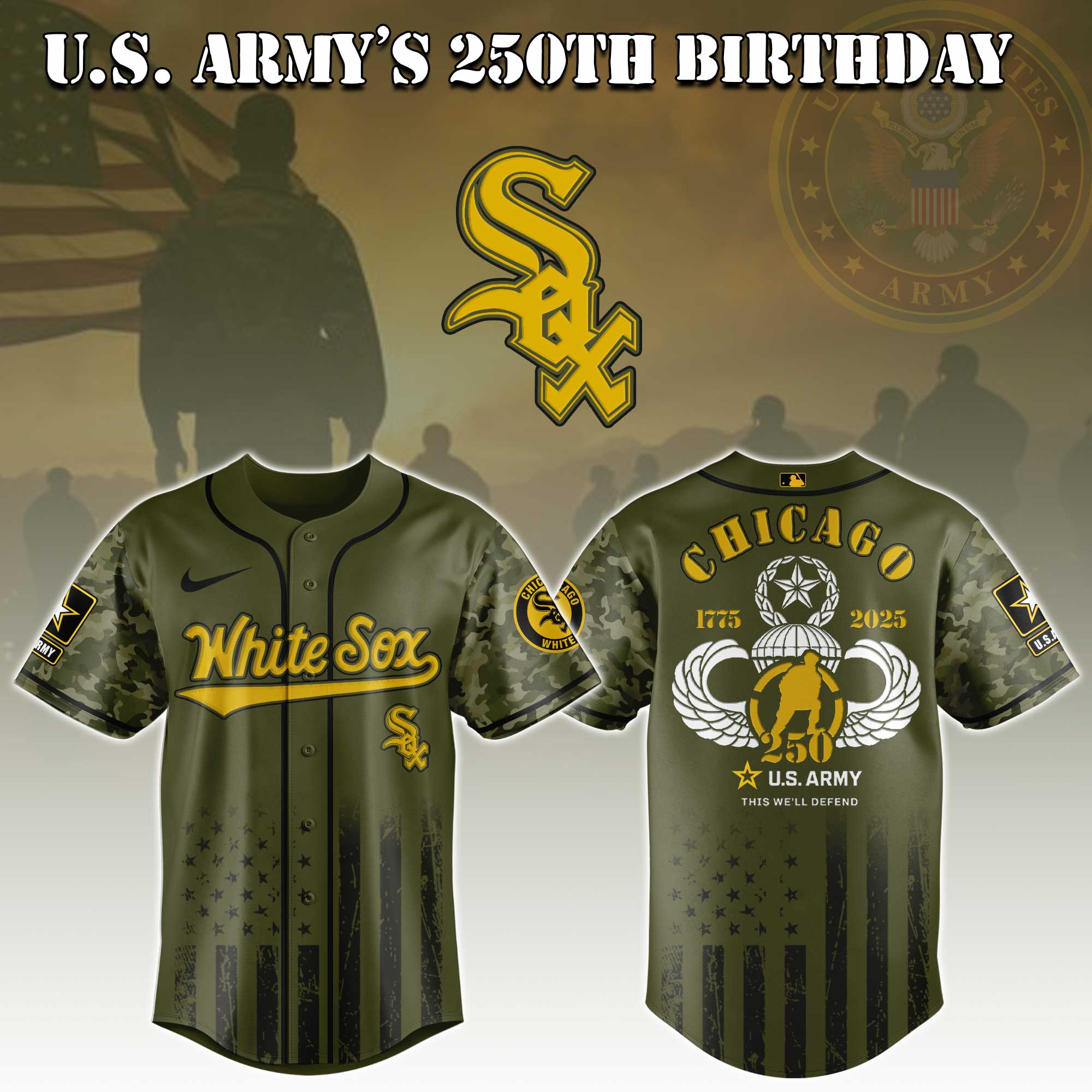 Chicago White Sox Mlb X U.s. Army This We'll Defend Baseball Jersey