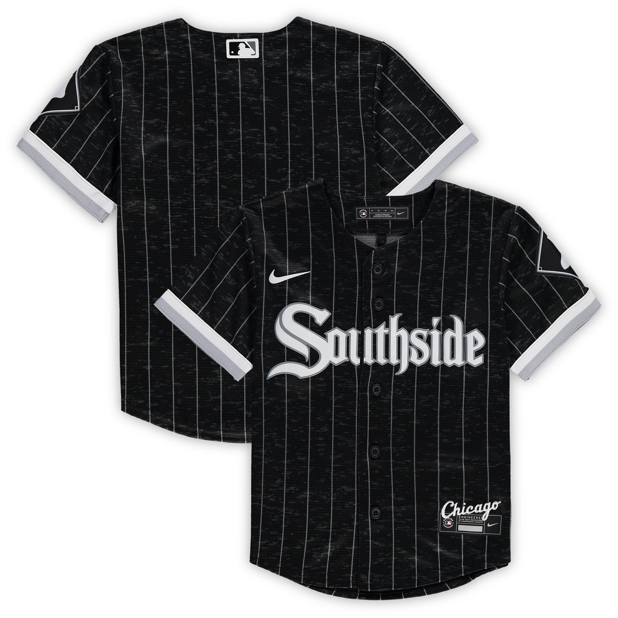 Alternative view of Chicago White Sox Preschool Mlb City Connect Replica Team Baseball Jersey - Black/gray