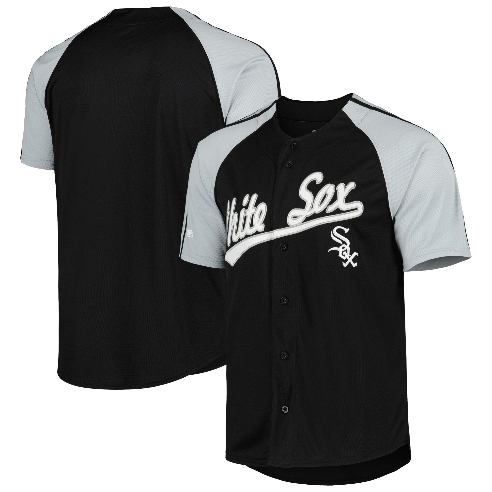Alternative view of Chicago White Sox Stitches Button-down Raglan Fashion Baseball Jersey – Black