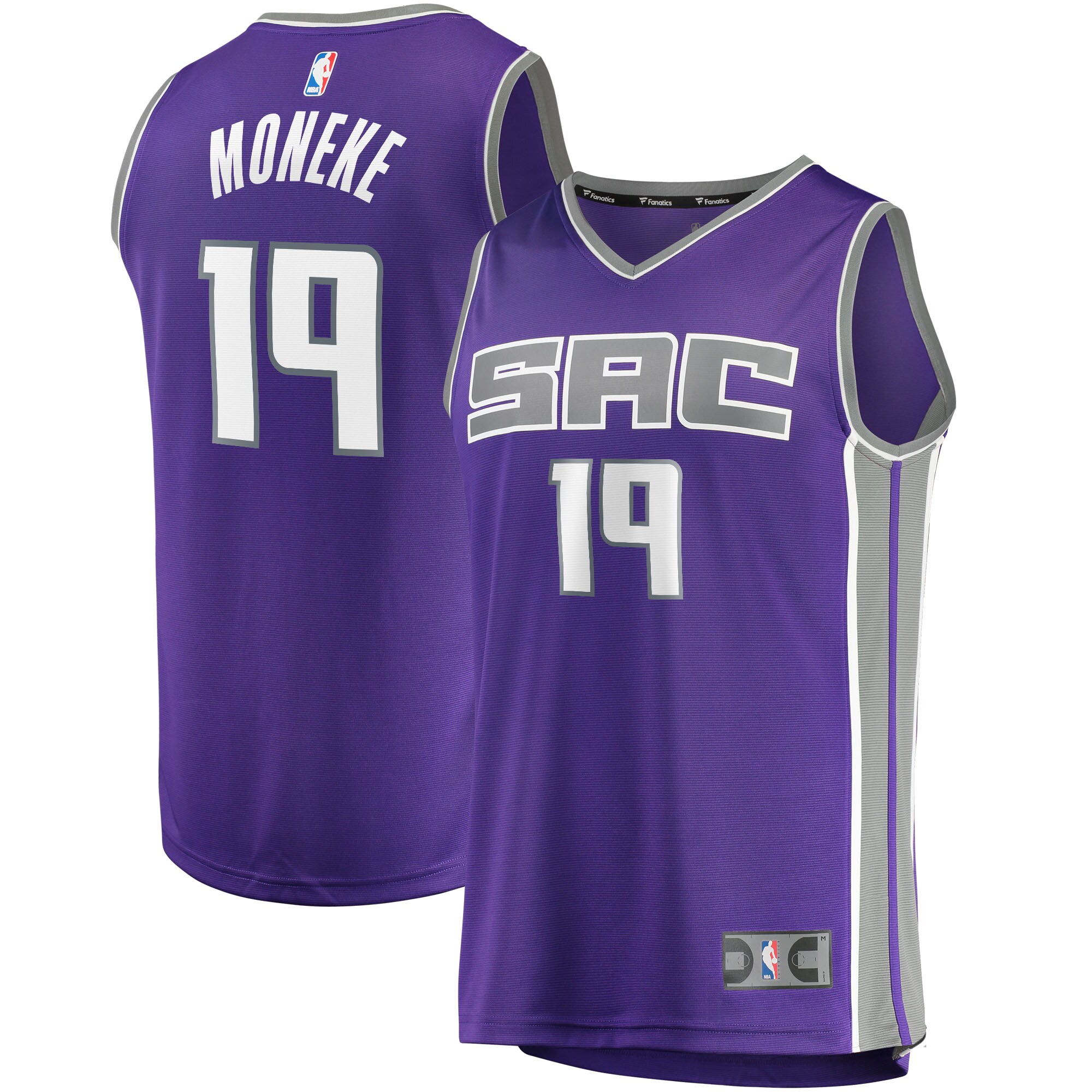 Alternative view of Chima Moneke Sacramento Kings Fanatics Branded Fast Break Replica Basketball Jersey - Icon Edition - Purple