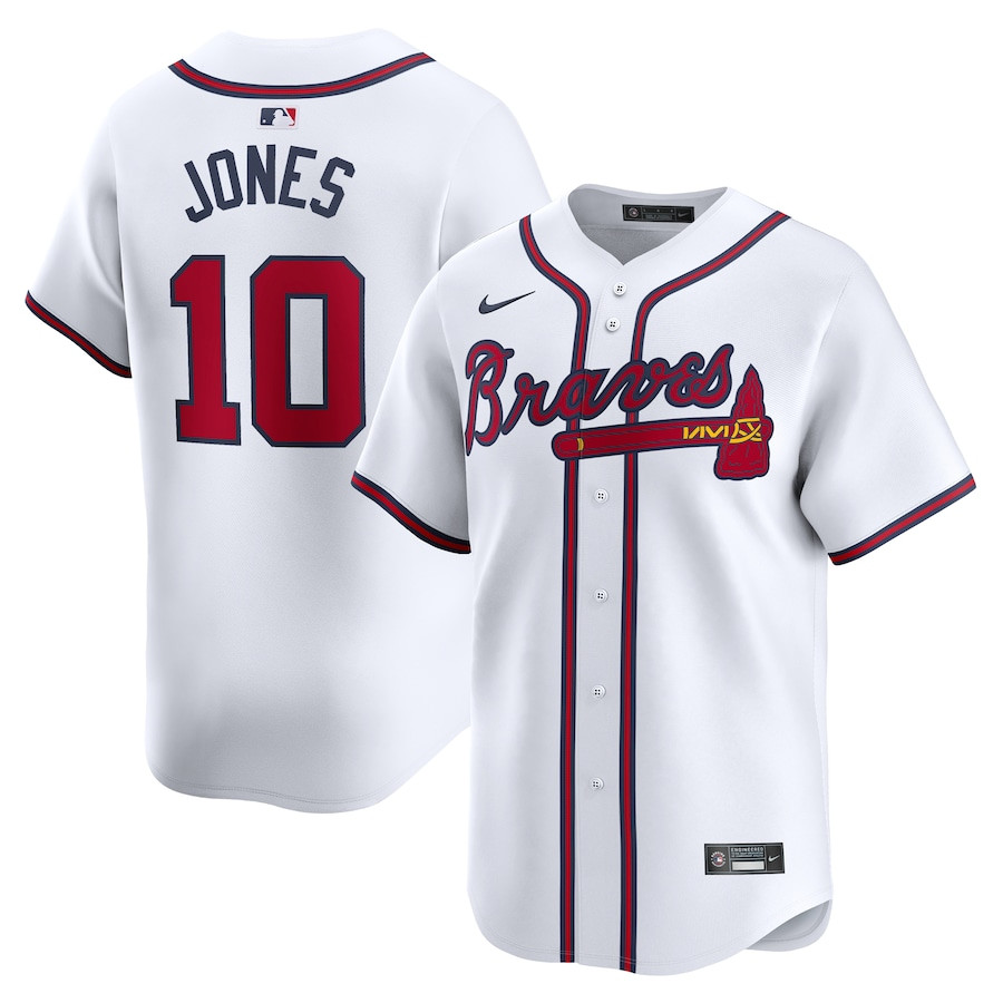 Chipper Jones 10 Atlanta Braves Home Limited Player Men Baseball Jersey - White - JS541