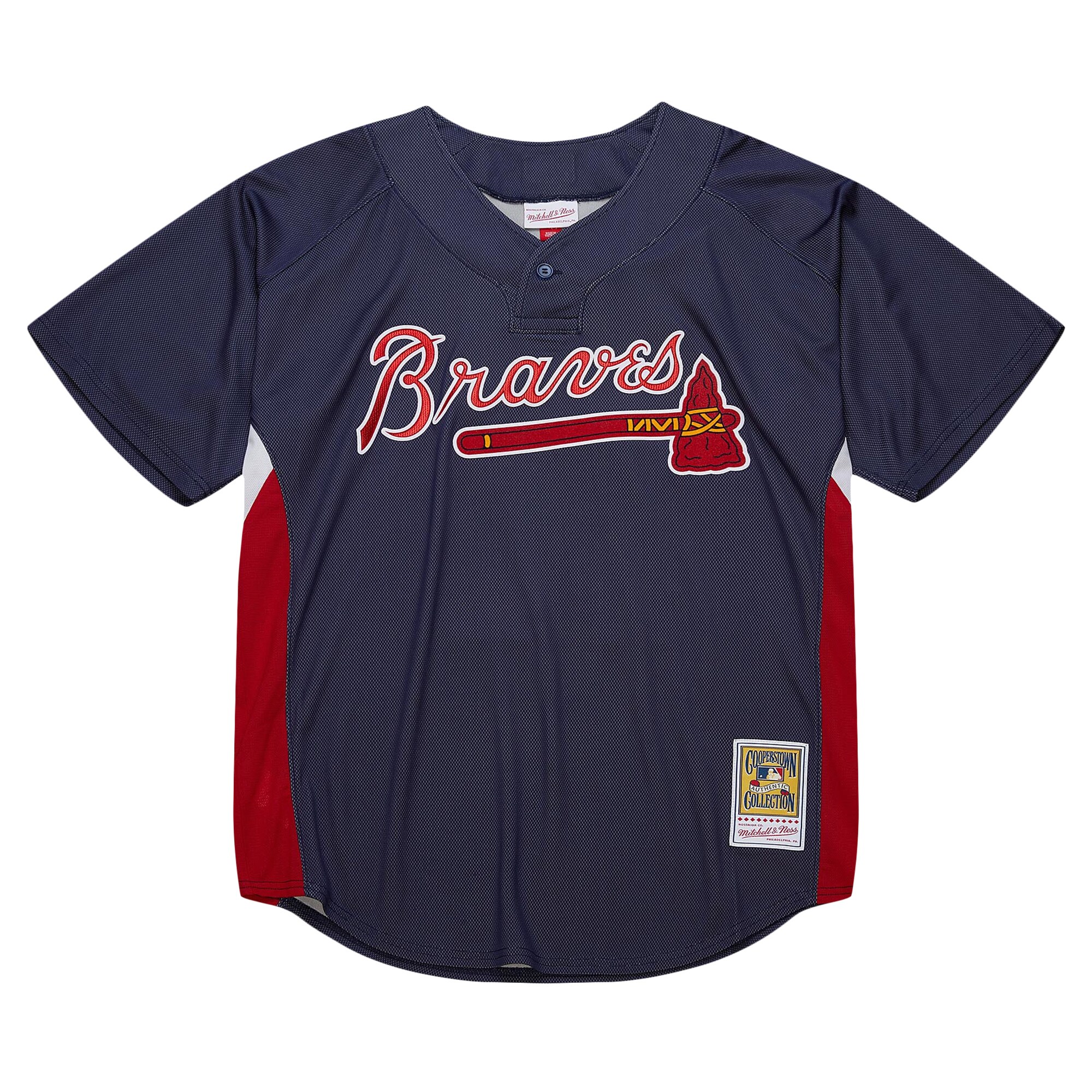 Alternative view of Chipper Jones Atlanta Braves Mitchell & Ness Cooperstown Collection 2007 Batting Practice Baseball Jersey - Navy