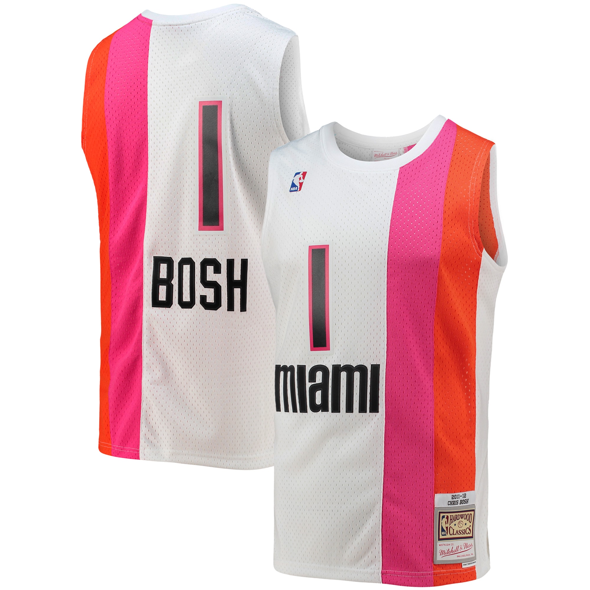 Chris Bosh Miami Heat Mitchell & Ness 2001/02 Hardwood Classics Swingman Basketball Jersey – White
