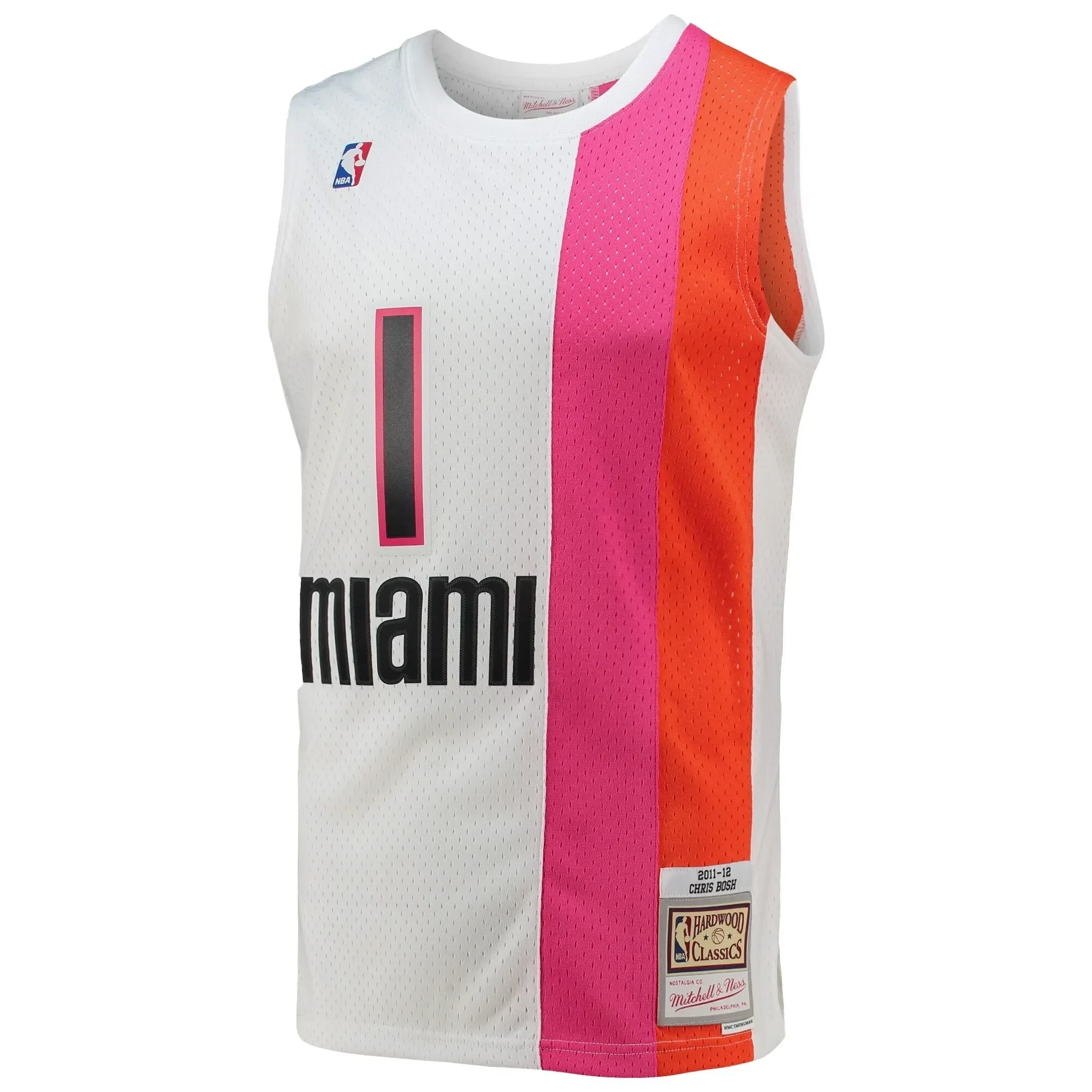 Alternative view of Chris Bosh Miami Heat Mitchell & Ness 2011-12 Hardwood Classics Swingman Basketball Jersey – White - JS849 