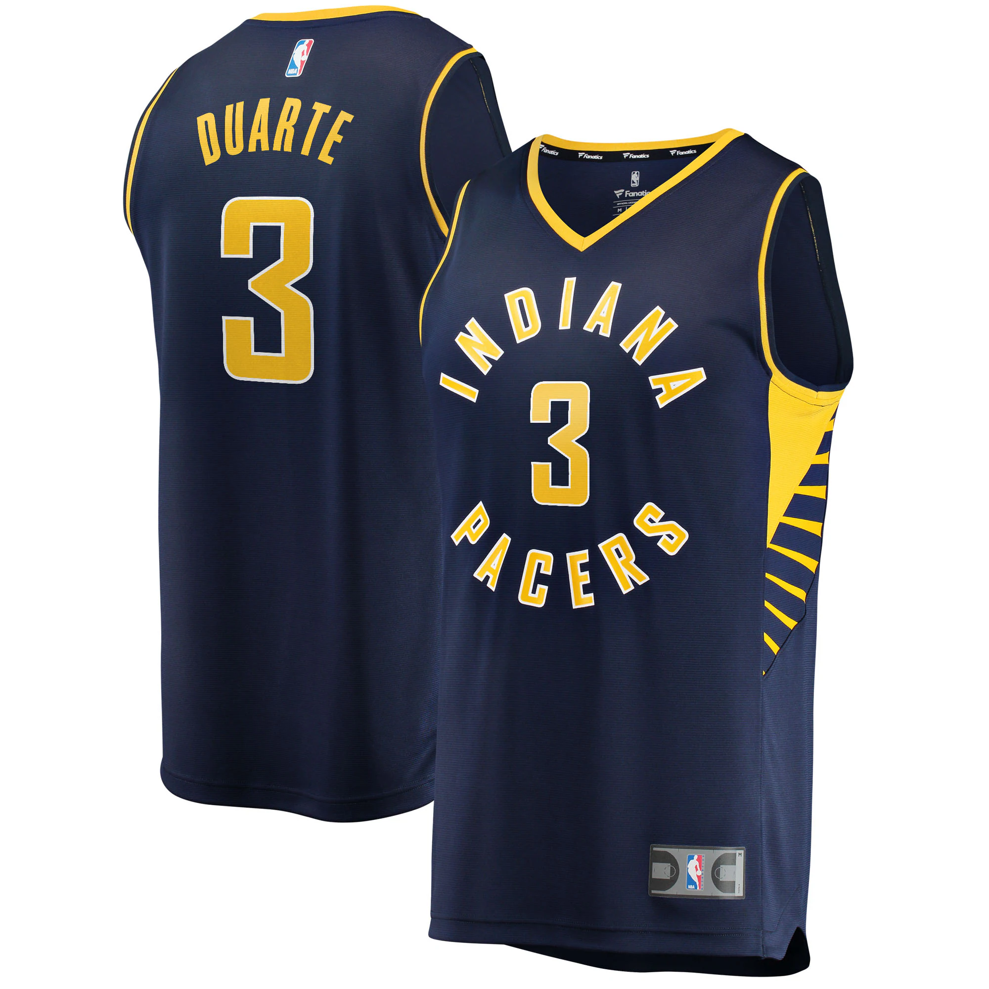 Alternative view of Chris Duarte Indiana Pacers Fanatics Branded 2021/22 Fast Break Replica Basketball Jersey - Icon Edition - Navy