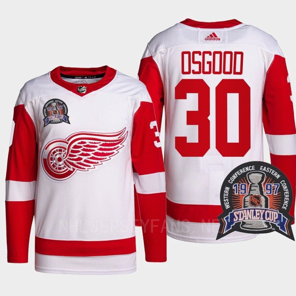 Chris Osgood 30 1997 Stanley Cup Detroit Red Wings Red Hockey Jersey 25th Anniversary - JS801 
