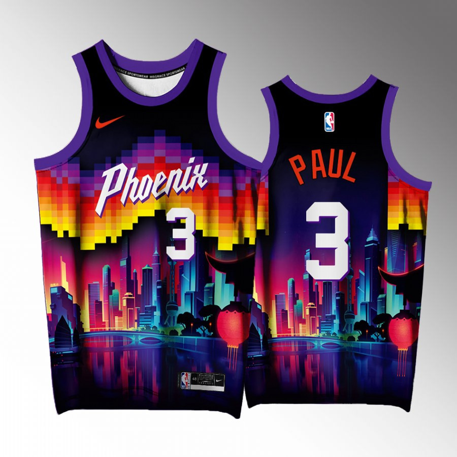Chris Paul 3 Phoenix Suns Purple Basketball Jersey Arizona City Exclusive Edition - JS429 