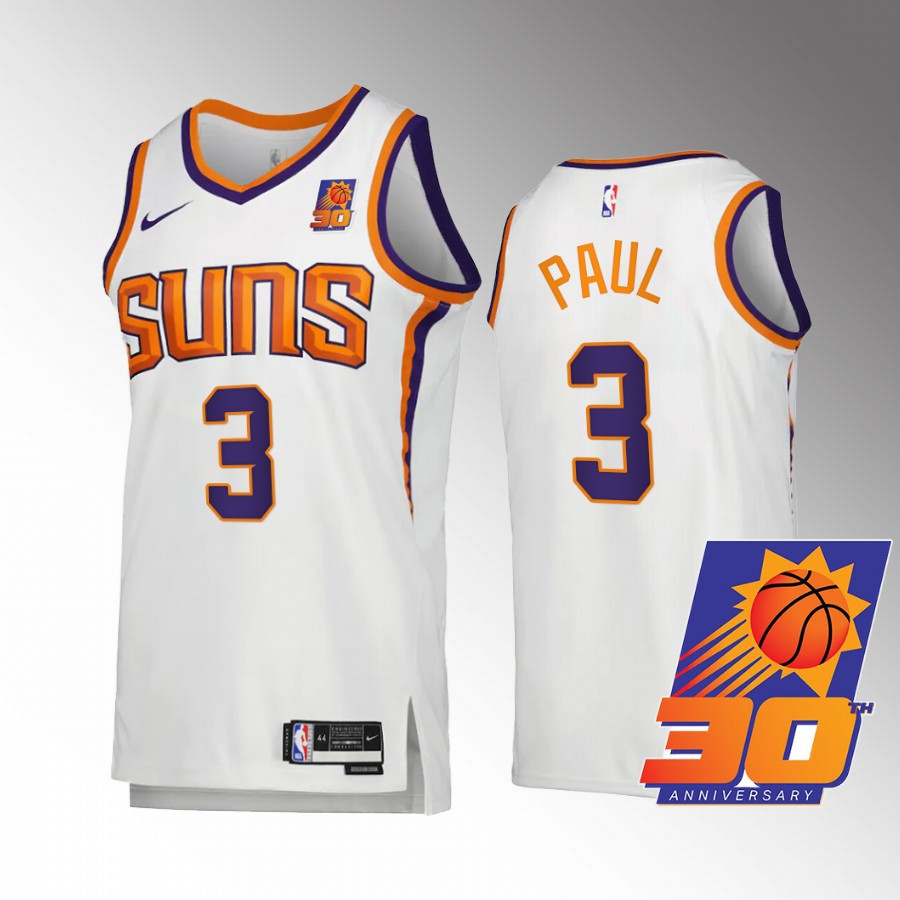 Chris Paul 3 Phoenix Suns White Basketball Jersey 30th Anniversary Association Edition - JS874 