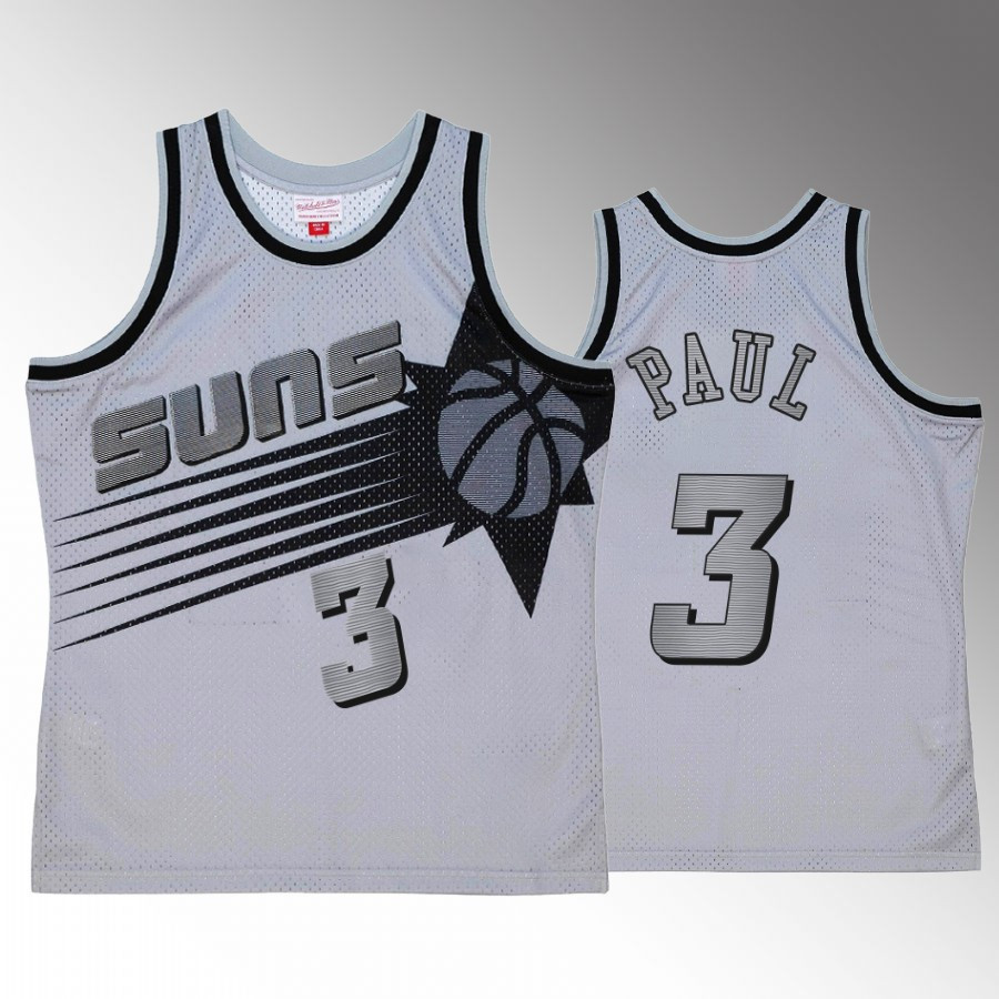 Chris Paul 3 Space Knit Basketball Jersey Phoenix Suns Grey Hardwood Classics Men's Shirt - JS226 