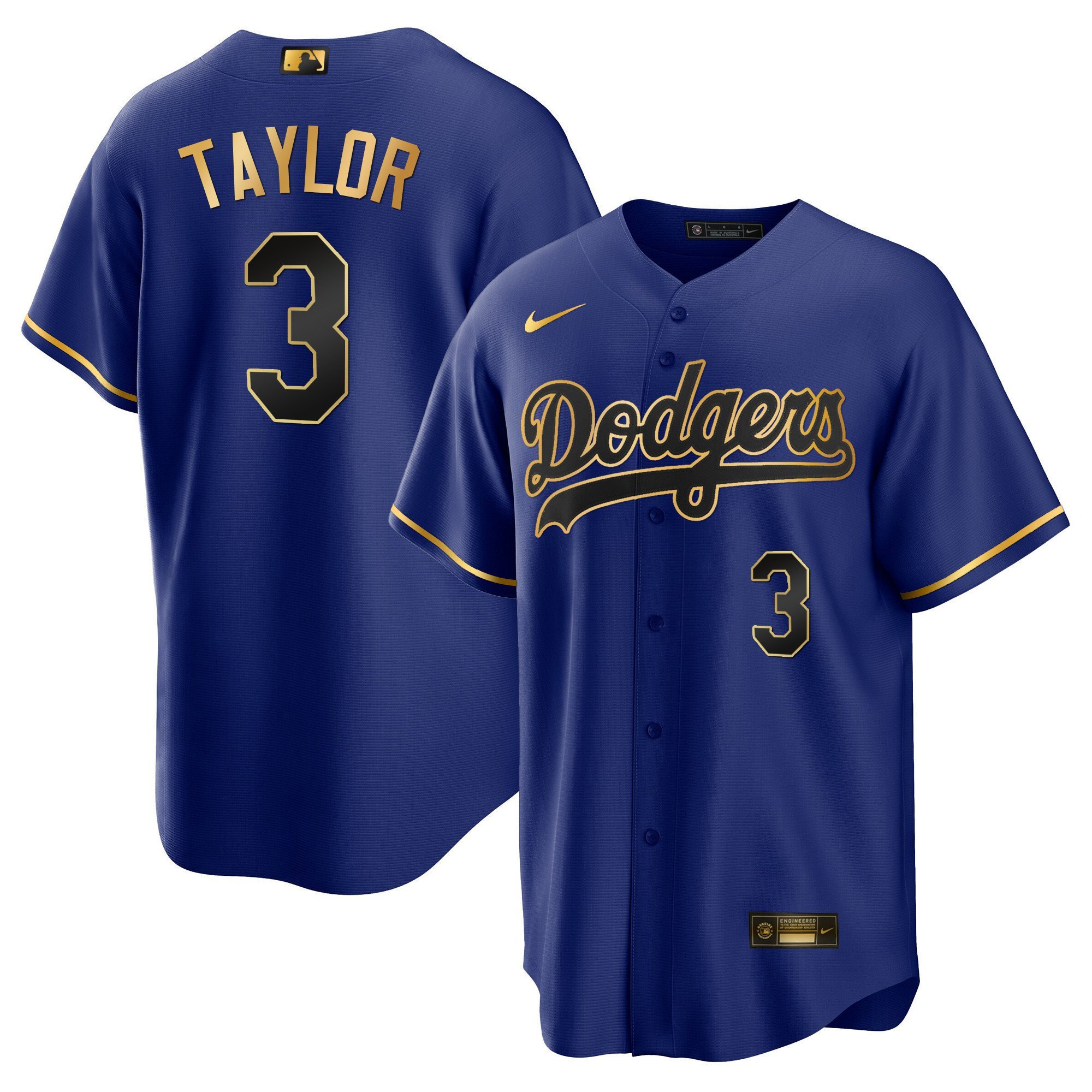 Chris Taylor 3 Los Angeles Dodgers Baseball Men Jersey - Cool Black Royal 