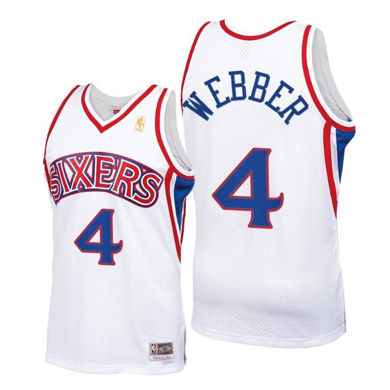 Chris Webber Philadelphia 76ers White Throwback 90s Basketball Jersey HWC Swingman - Men Basketball Jersey - JS375 