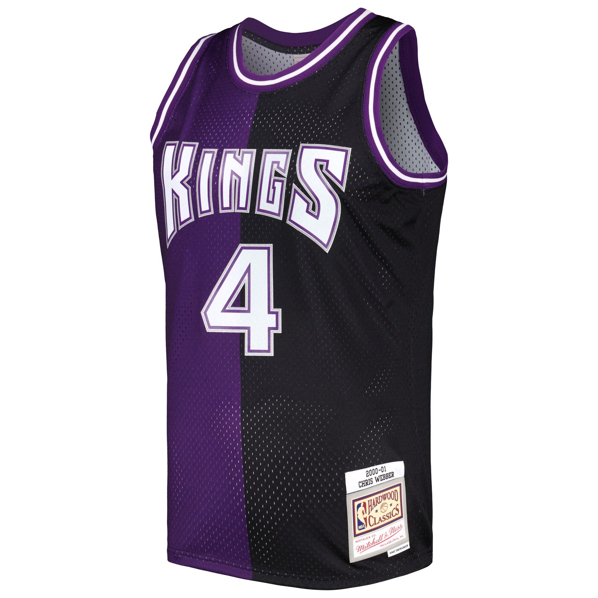 Alternative view of Chris Webber Sacramento Kings Mitchell & Ness Hardwood Classics 2000/01 Split Swingman Basketball Jersey - Purple/black