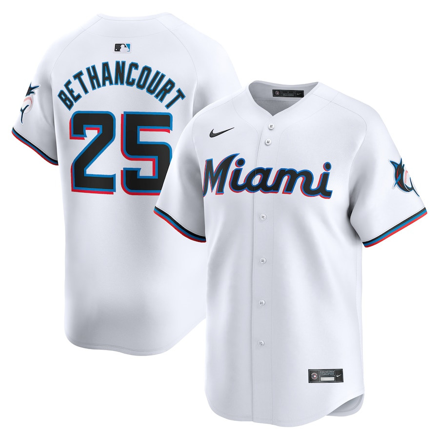 Christian Bethancourt 25 Miami Marlins Home Limited Player Men Baseball Jersey - White 