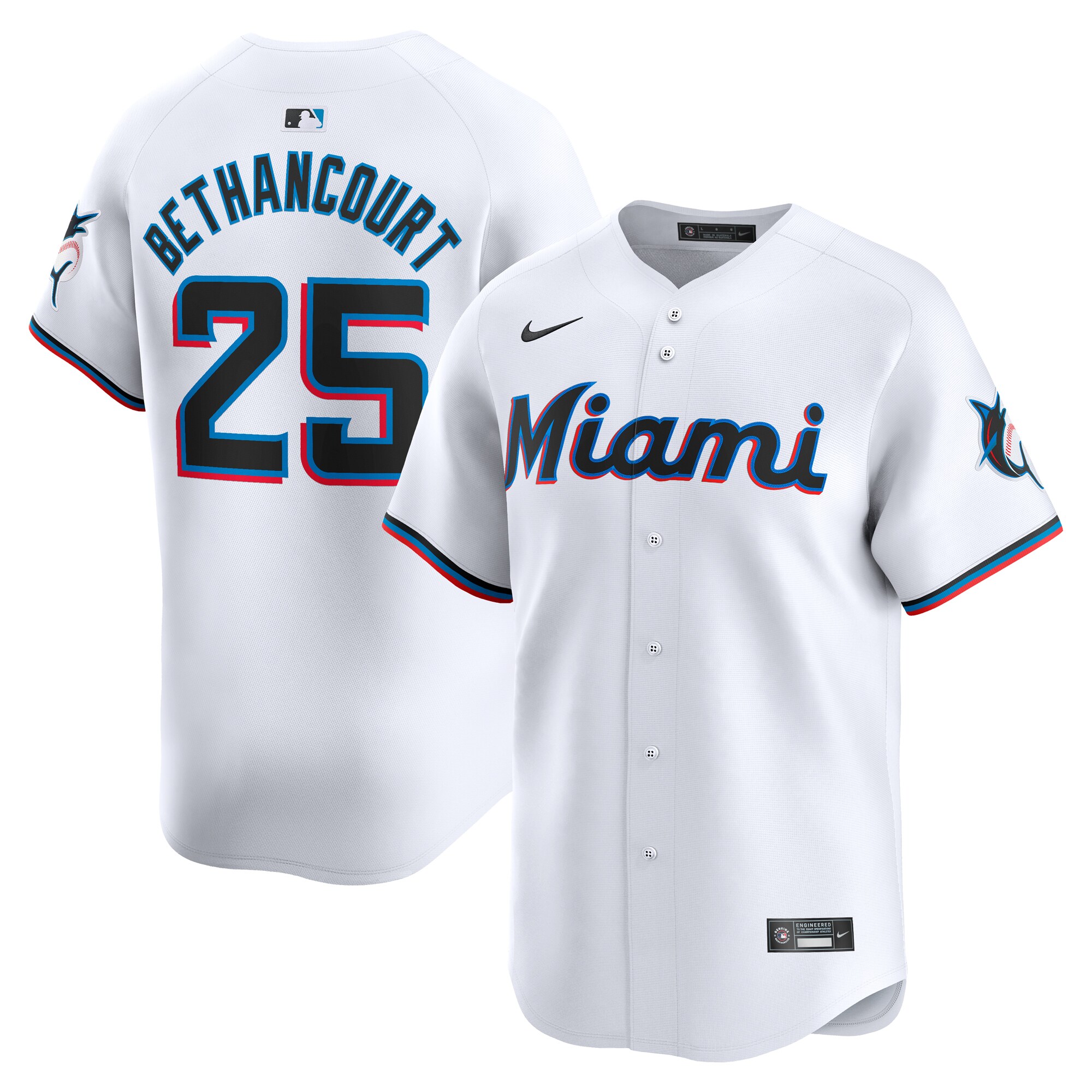 Christian Bethancourt Miami Marlins Home Limited Player Baseball Jersey - White