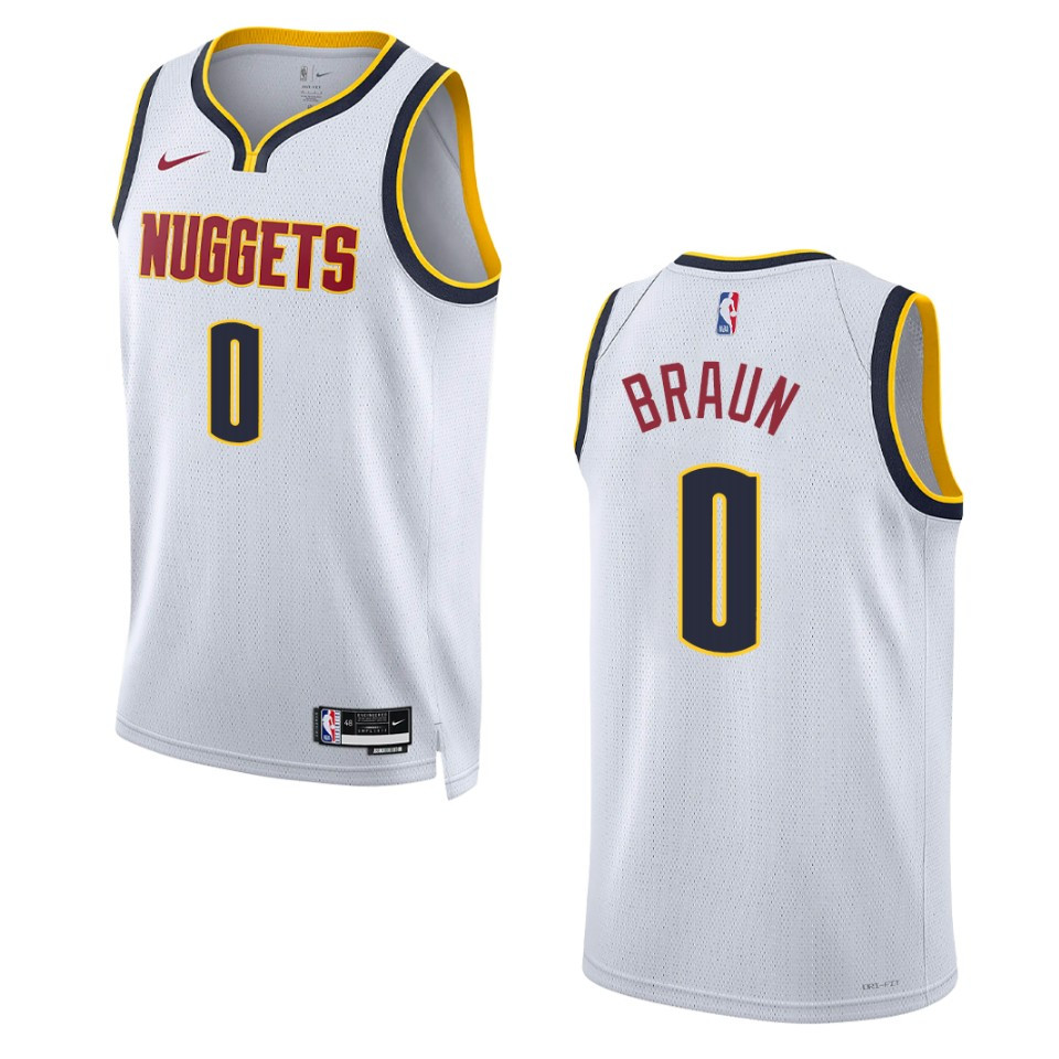 Christian Braun White Association Edition 2022-23 Denver Nuggets Swingman Basketball Jersey