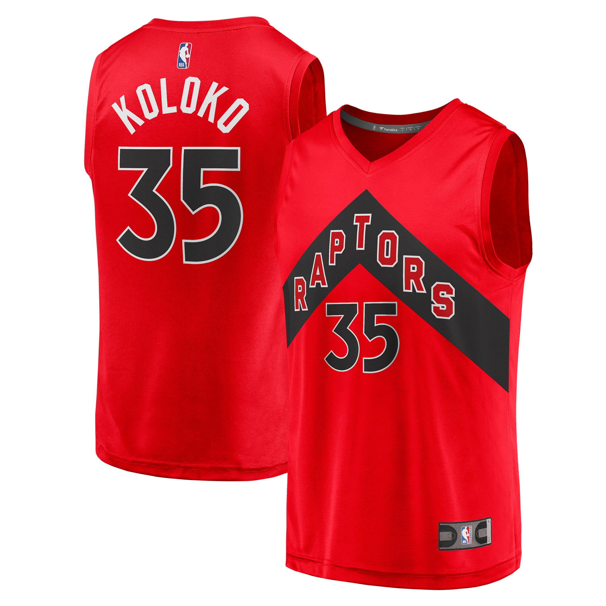 Alternative view of Christian Koloko Toronto Raptors Fanatics Branded 2021/22 Fast Break Replica Basketball Jersey - Icon Edition - Red