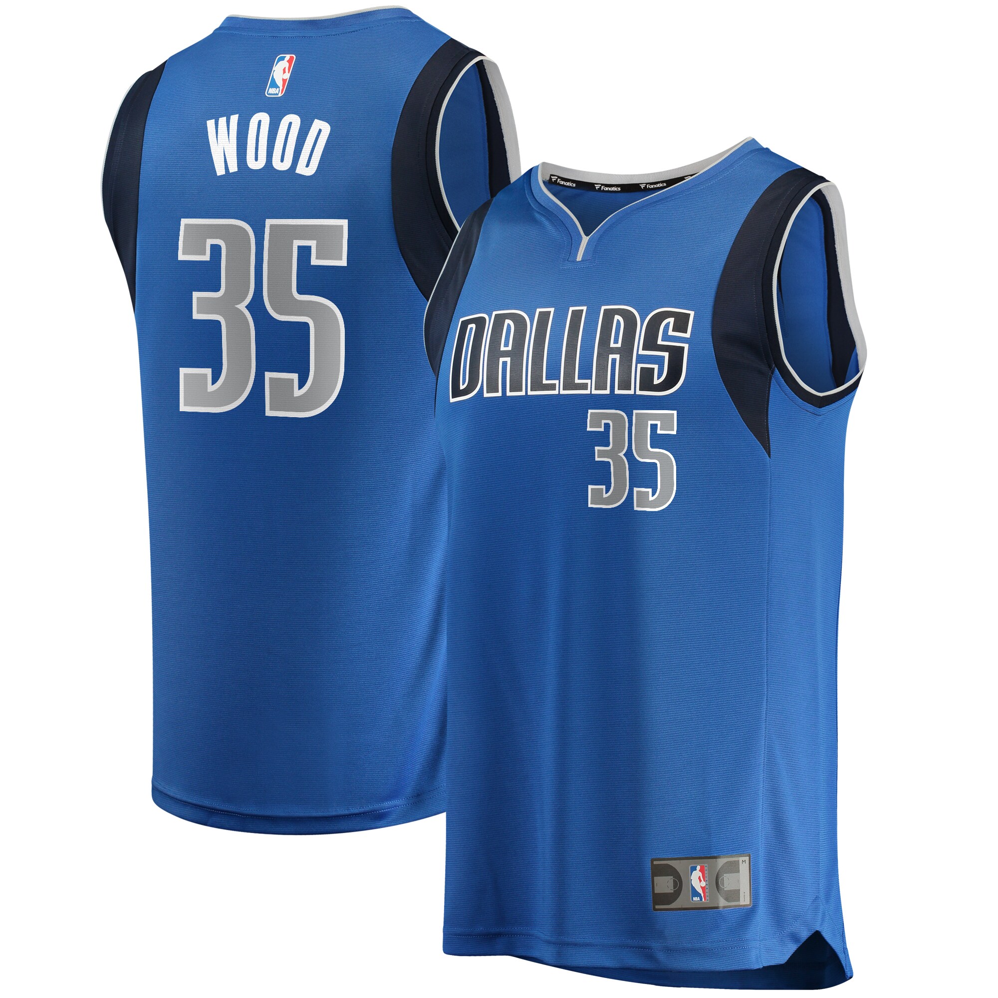 Alternative view of Christian Wood Dallas Mavericks Fanatics Branded Fast Break Replica Basketball Jersey - Icon Edition - Blue