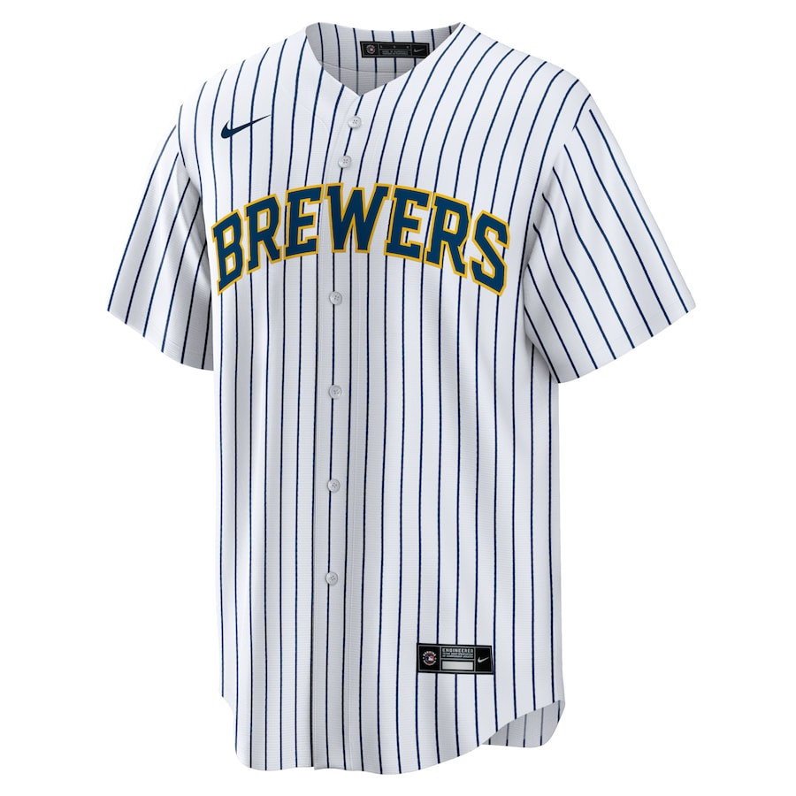 Alternative view of Christian Yelich 22 Milwaukee Brewers Alternate Player Men Jersey - White 