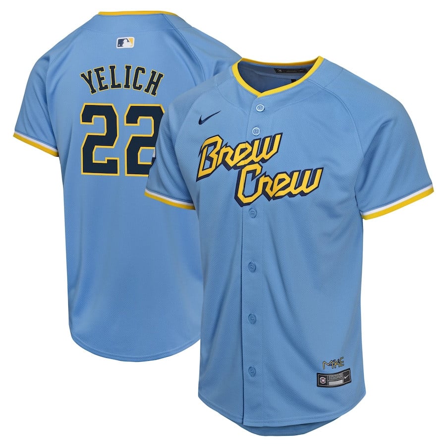 Christian Yelich 22 Milwaukee Brewers City Connect Limited YOUTH Jersey - Powder Blue 